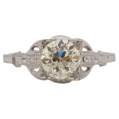 Vintage 1.40 Carat Art Deco Diamond 18 Karat White Gold Engagement Ring