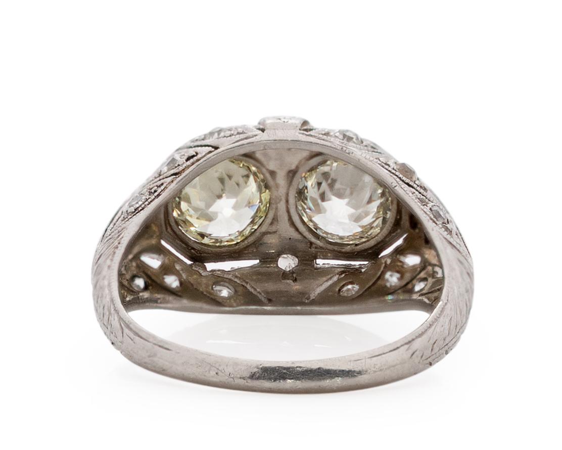 1.40 Carat Art Deco Diamond Platinum Engagement Ring In Good Condition For Sale In Atlanta, GA
