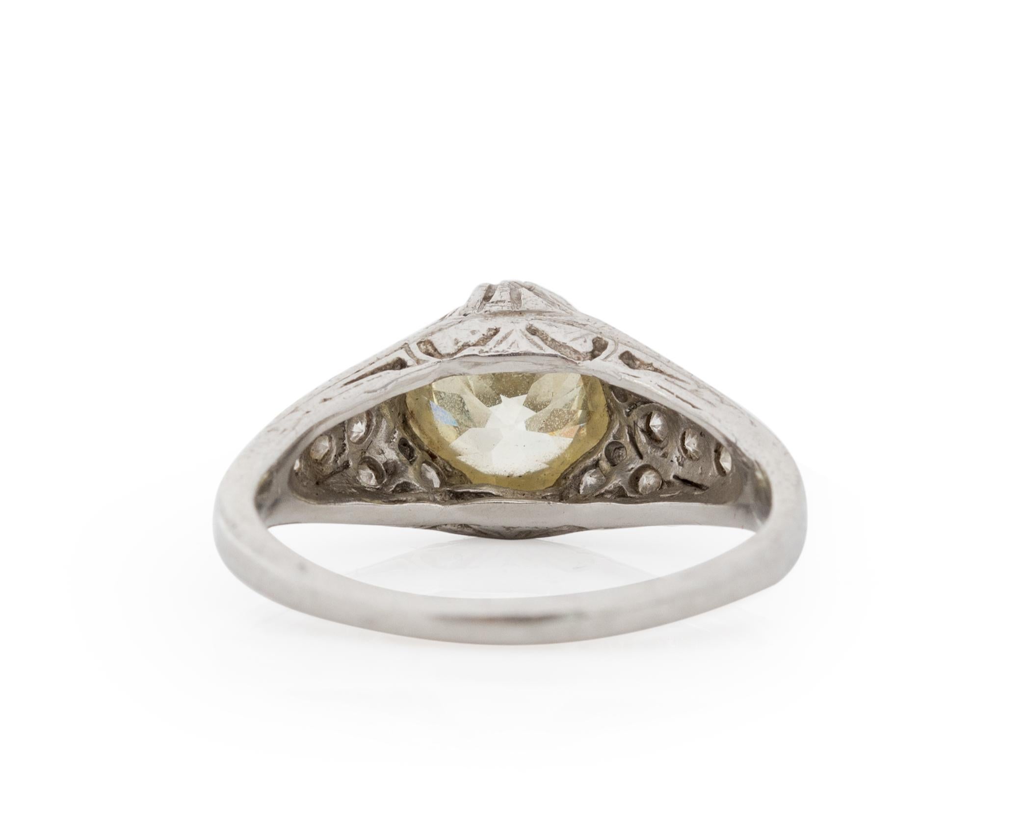 1.40 Carat Art Deco Diamond Platinum Engagement Ring In Good Condition For Sale In Hicksville, NY