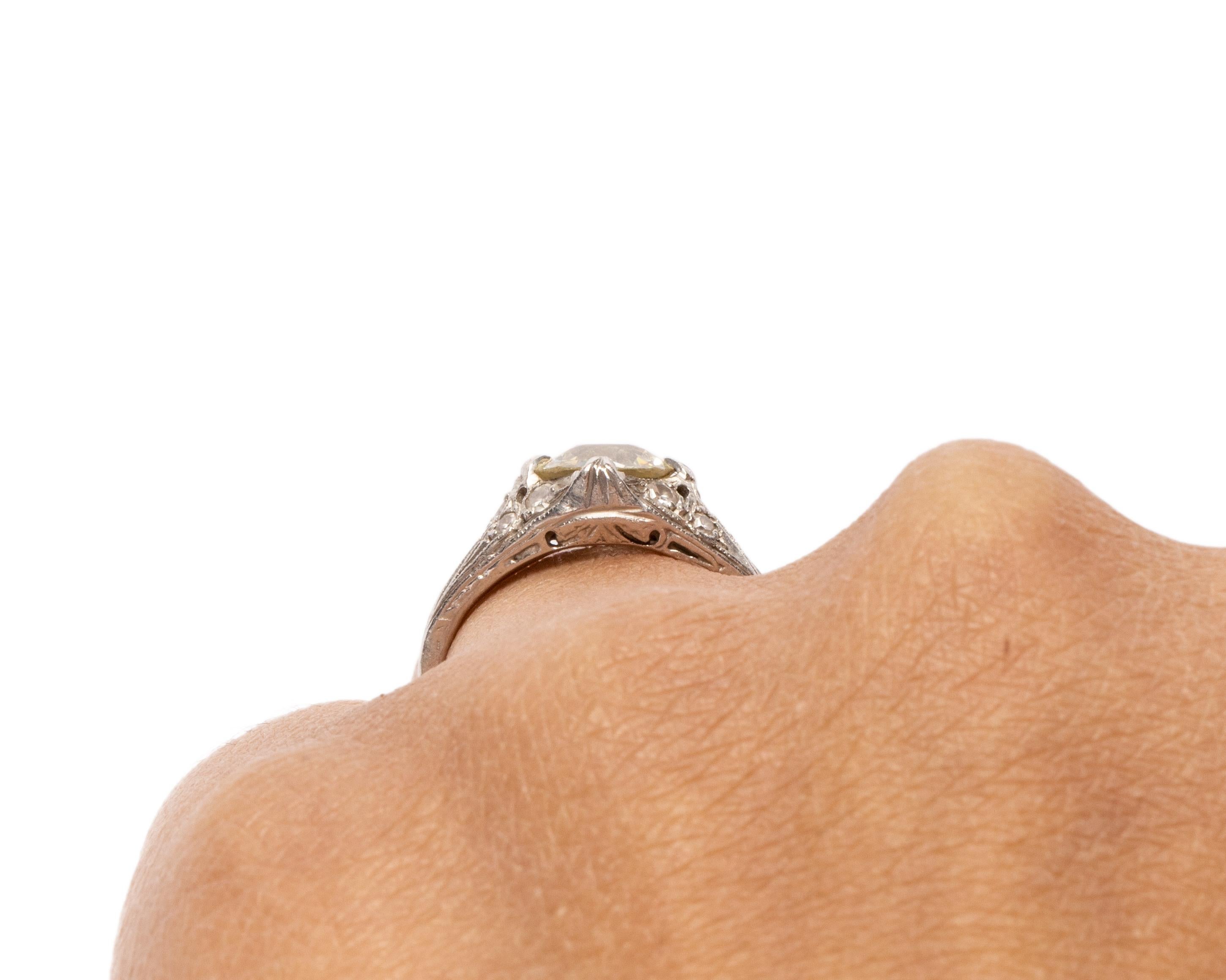 1.40 Carat Art Deco Diamond Platinum Engagement Ring For Sale 1