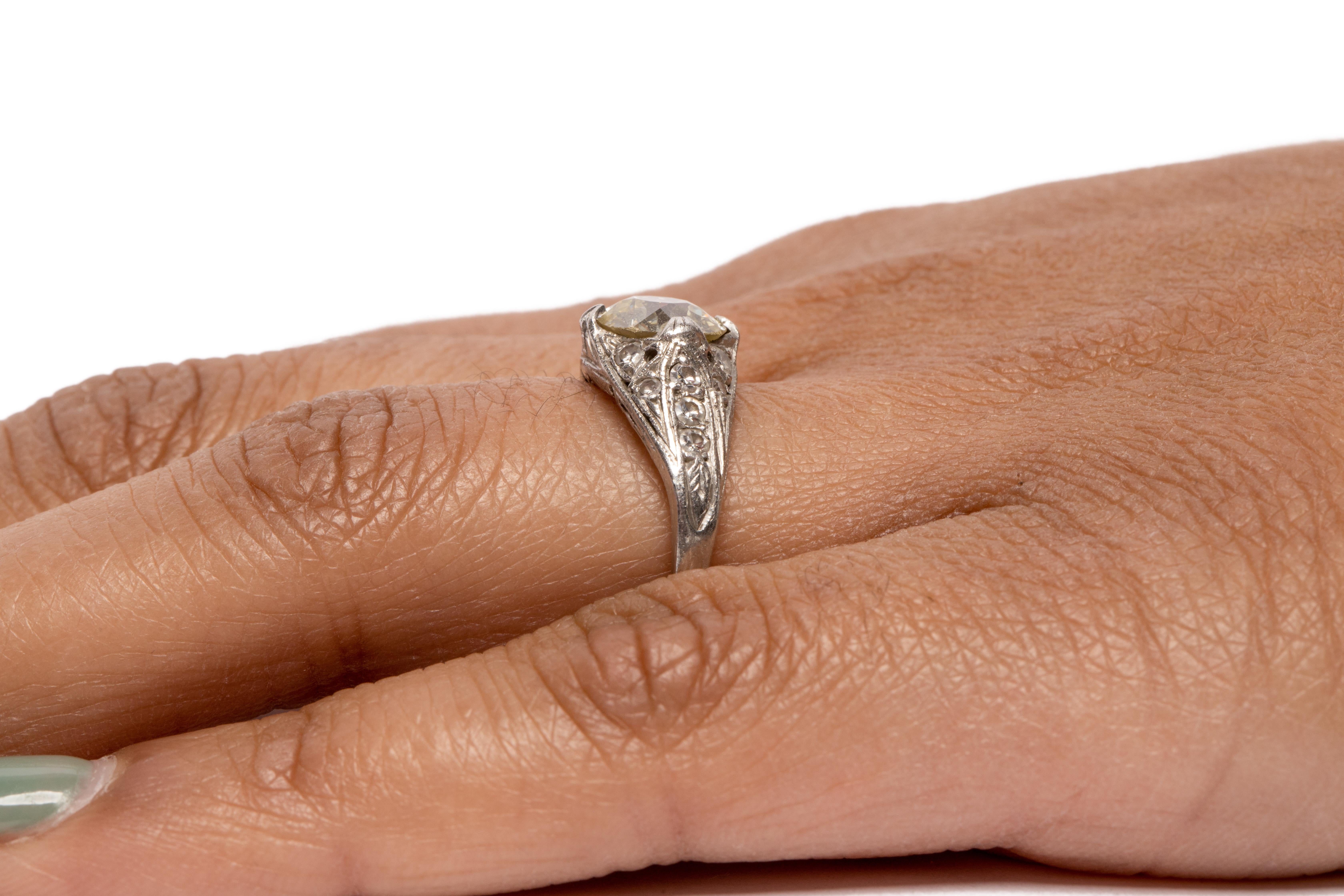1.40 Carat Art Deco Diamond Platinum Engagement Ring For Sale 2