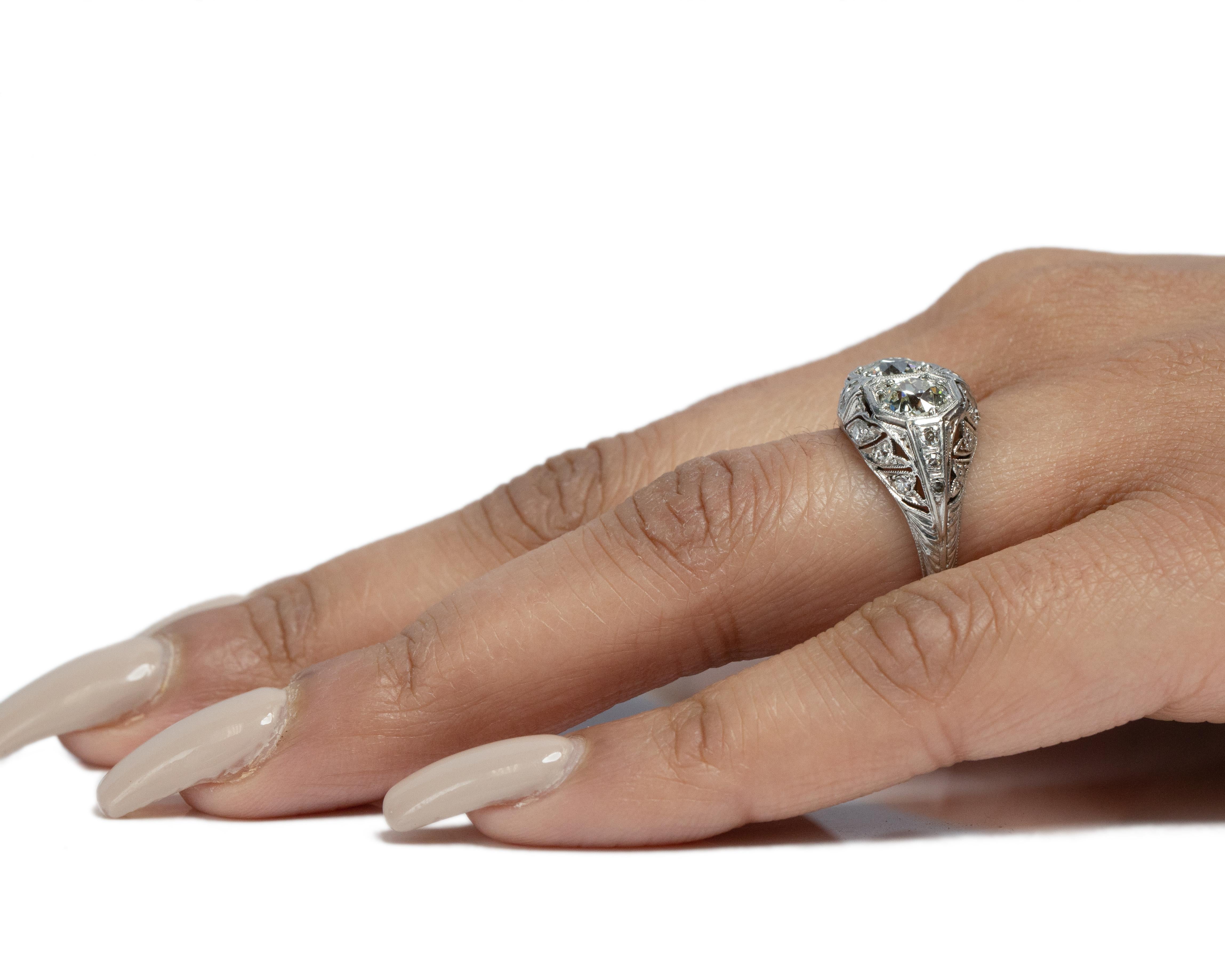 1.40 Carat Art Deco Diamond Platinum Engagement Ring For Sale 2