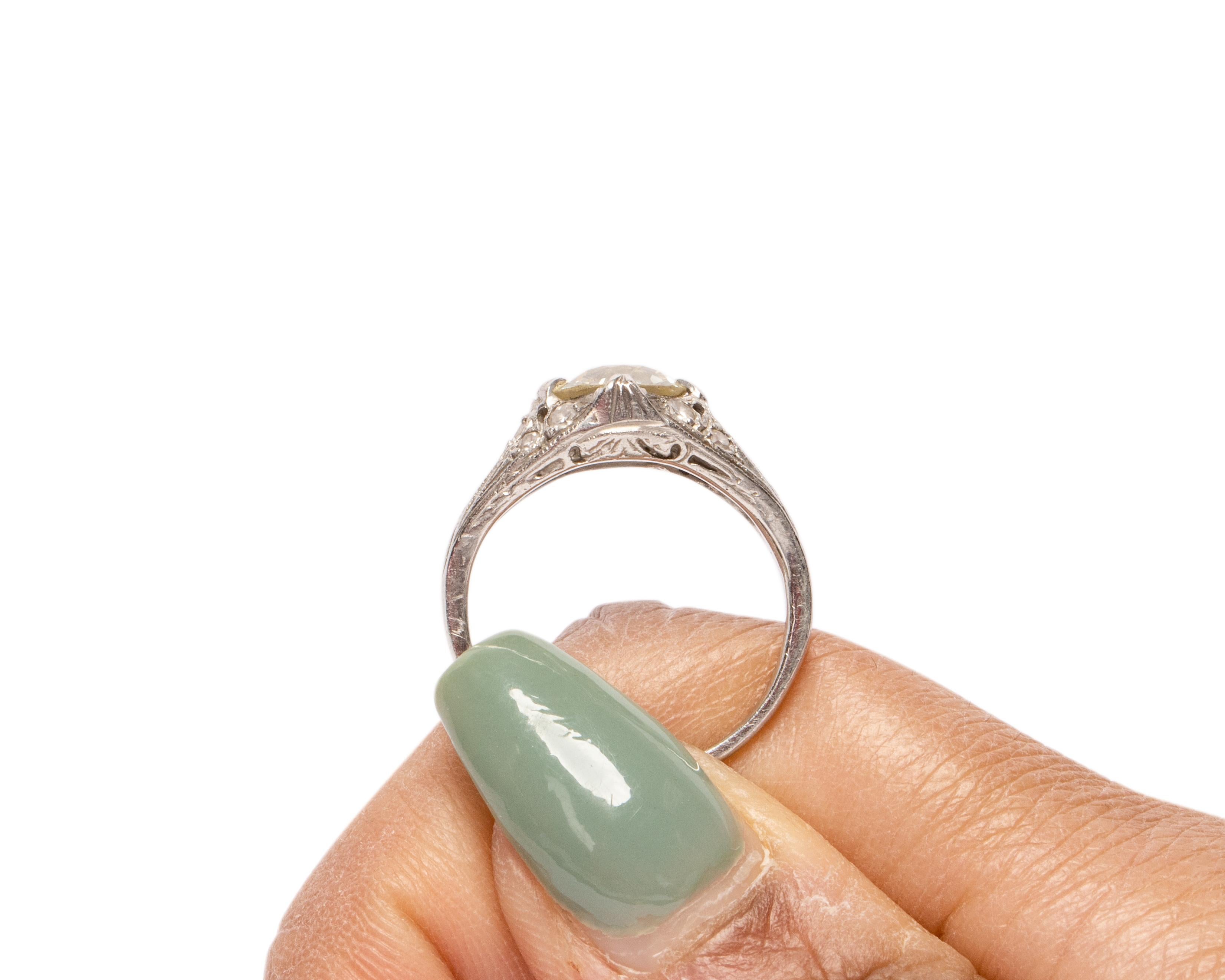 1.40 Carat Art Deco Diamond Platinum Engagement Ring For Sale 3