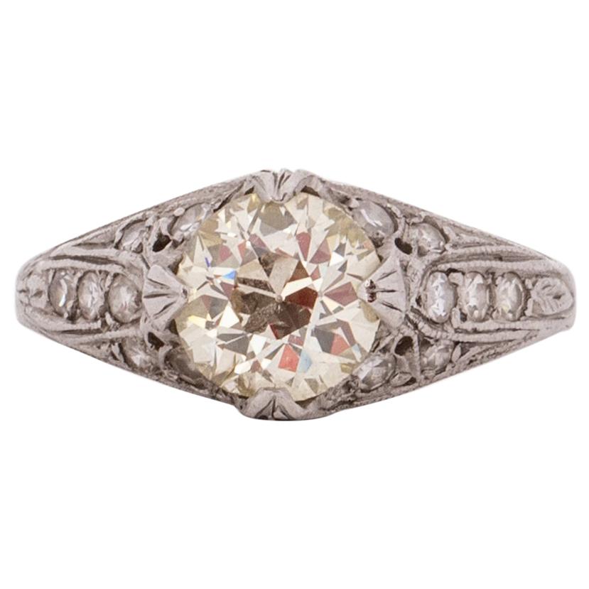 1.40 Carat Art Deco Diamond Platinum Engagement Ring