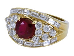 1.40 Carat Cushion Cut Ruby and Diamond Engagement Ring