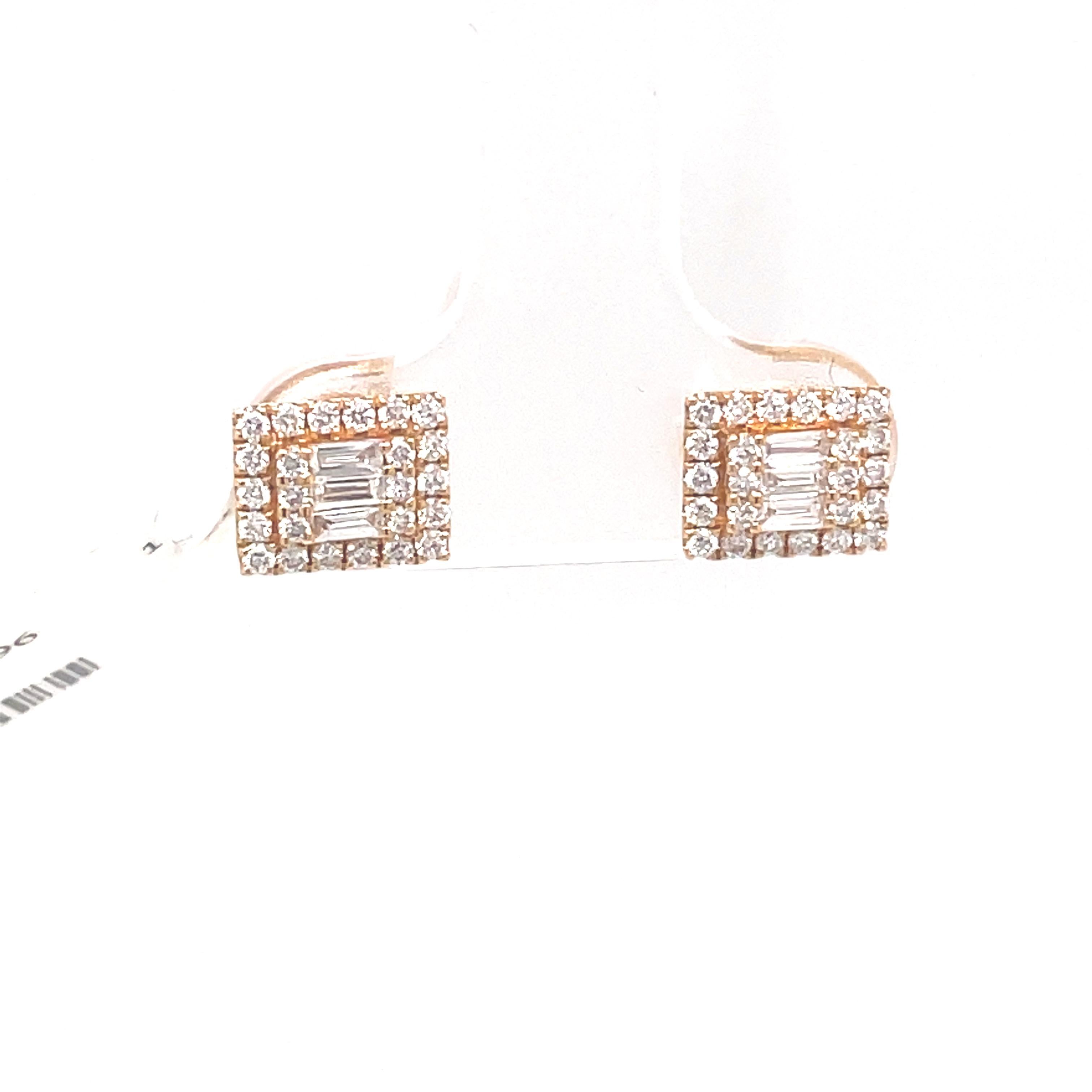 Modern 1.40 Carat Detachable Illusion Set Diamond Earrings 18k Rose Gold For Sale