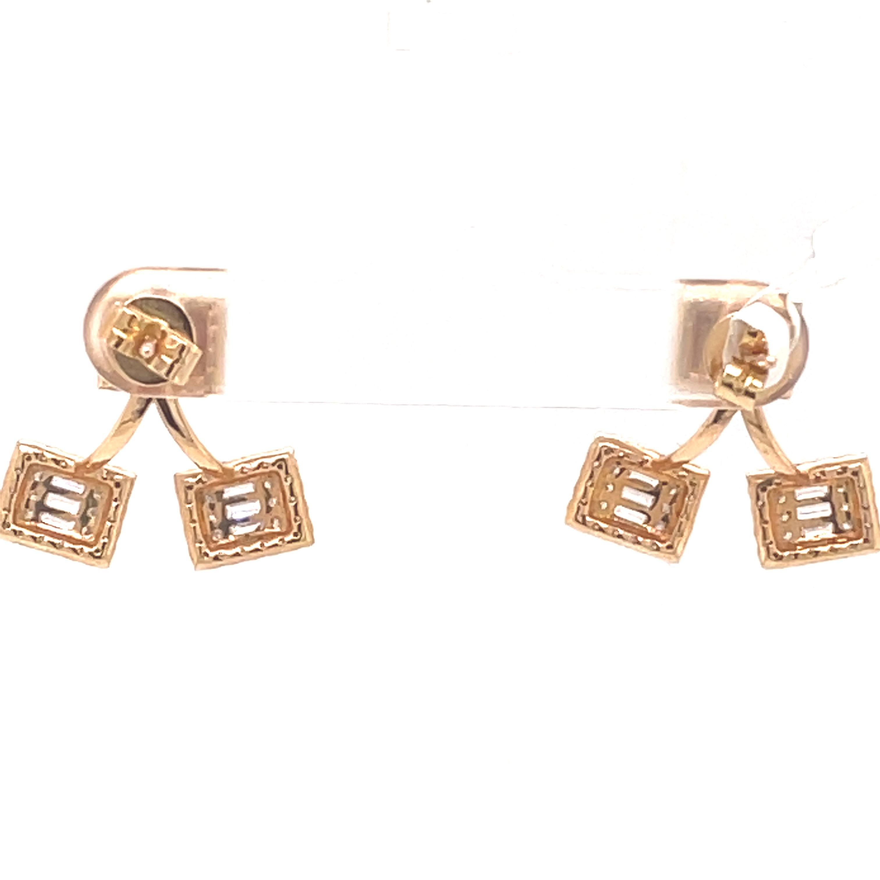 1.40 Carat Detachable Illusion Set Diamond Earrings 18k Rose Gold For Sale 1