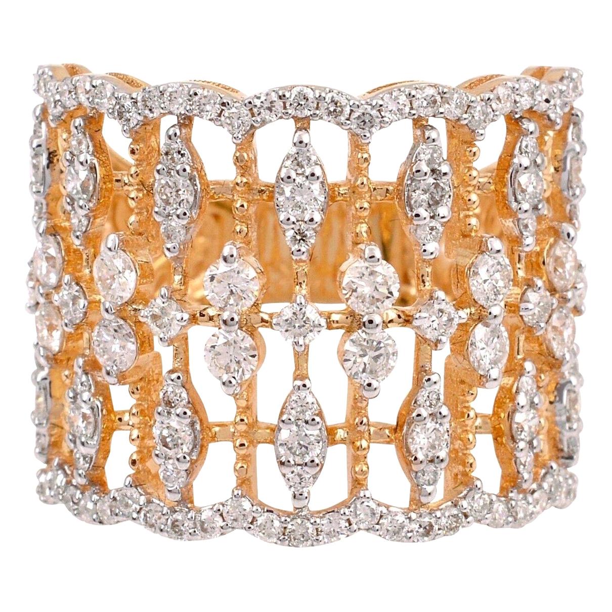1.40 Carat Diamond 18 Karat Gold Lace Ring