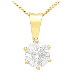 1.40 Carat Diamond and Yellow Gold Pendant
