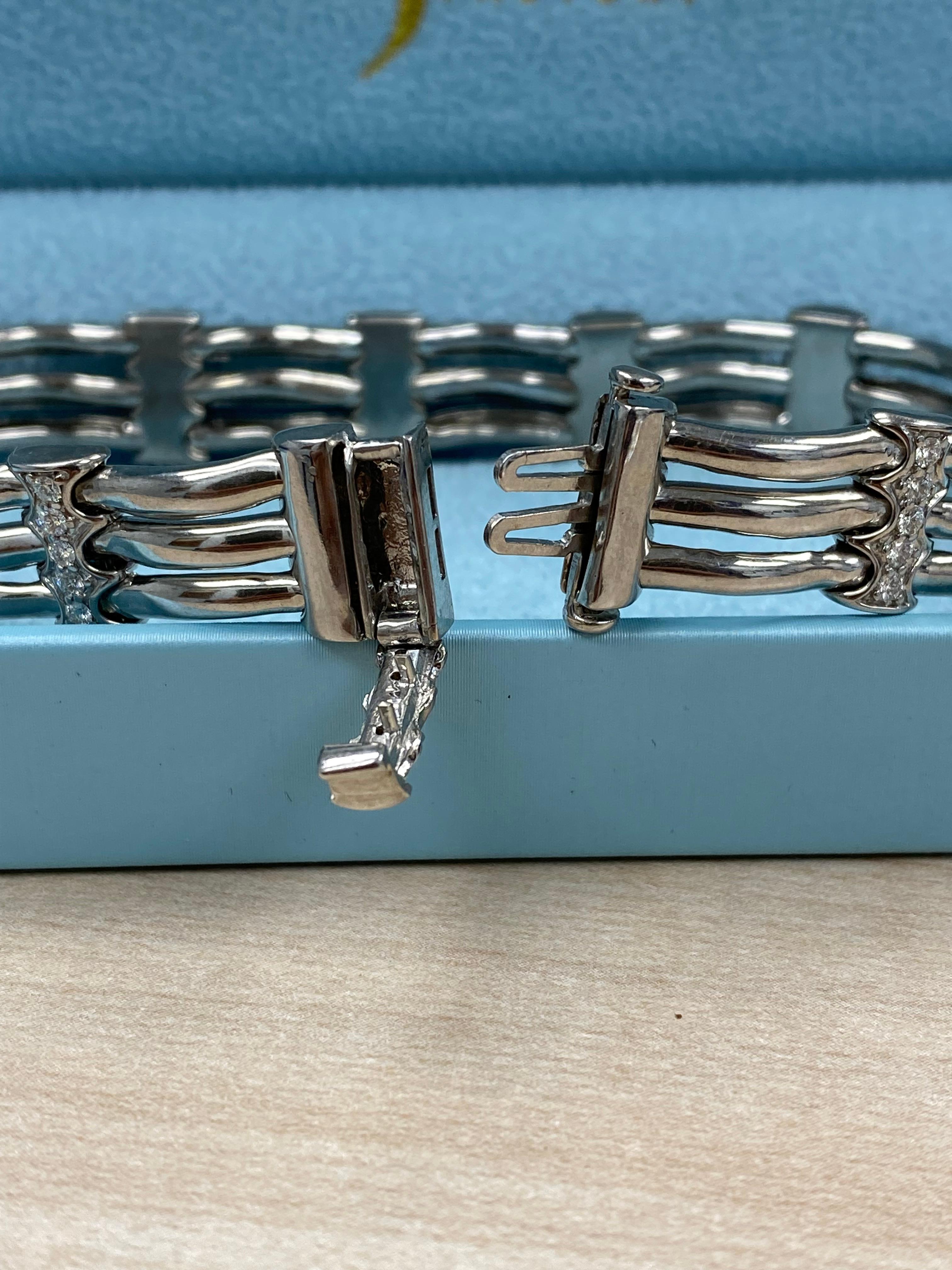 1,40 quilates de diamantes A Link Pulsera para hombre de oro blanco macizo de 14 quilates 26,3 g 8 pulgadas en venta 5