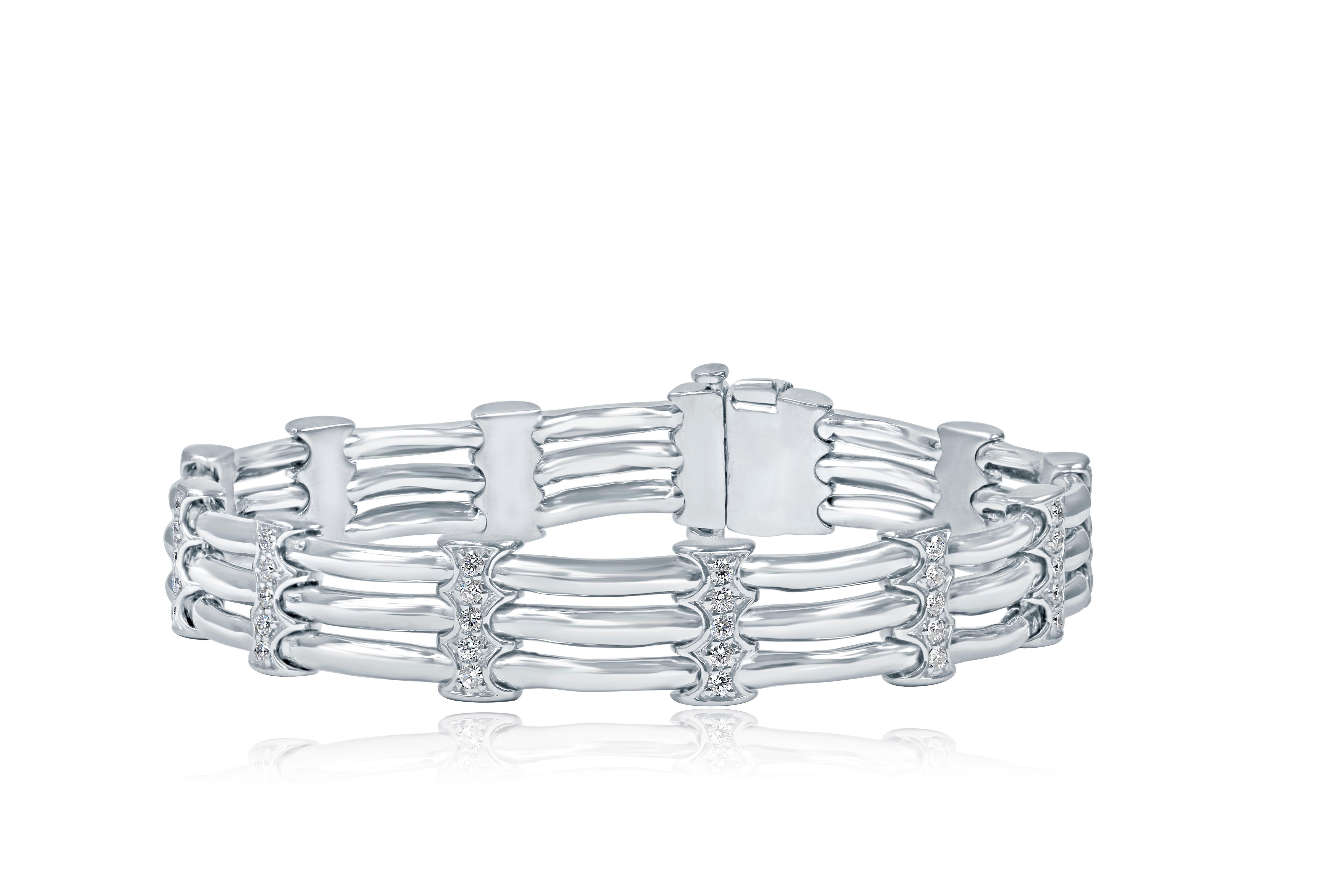 1,40 quilates de diamantes A Link Pulsera para hombre de oro blanco macizo de 14 quilates 26,3 g 8 pulgadas en venta 6