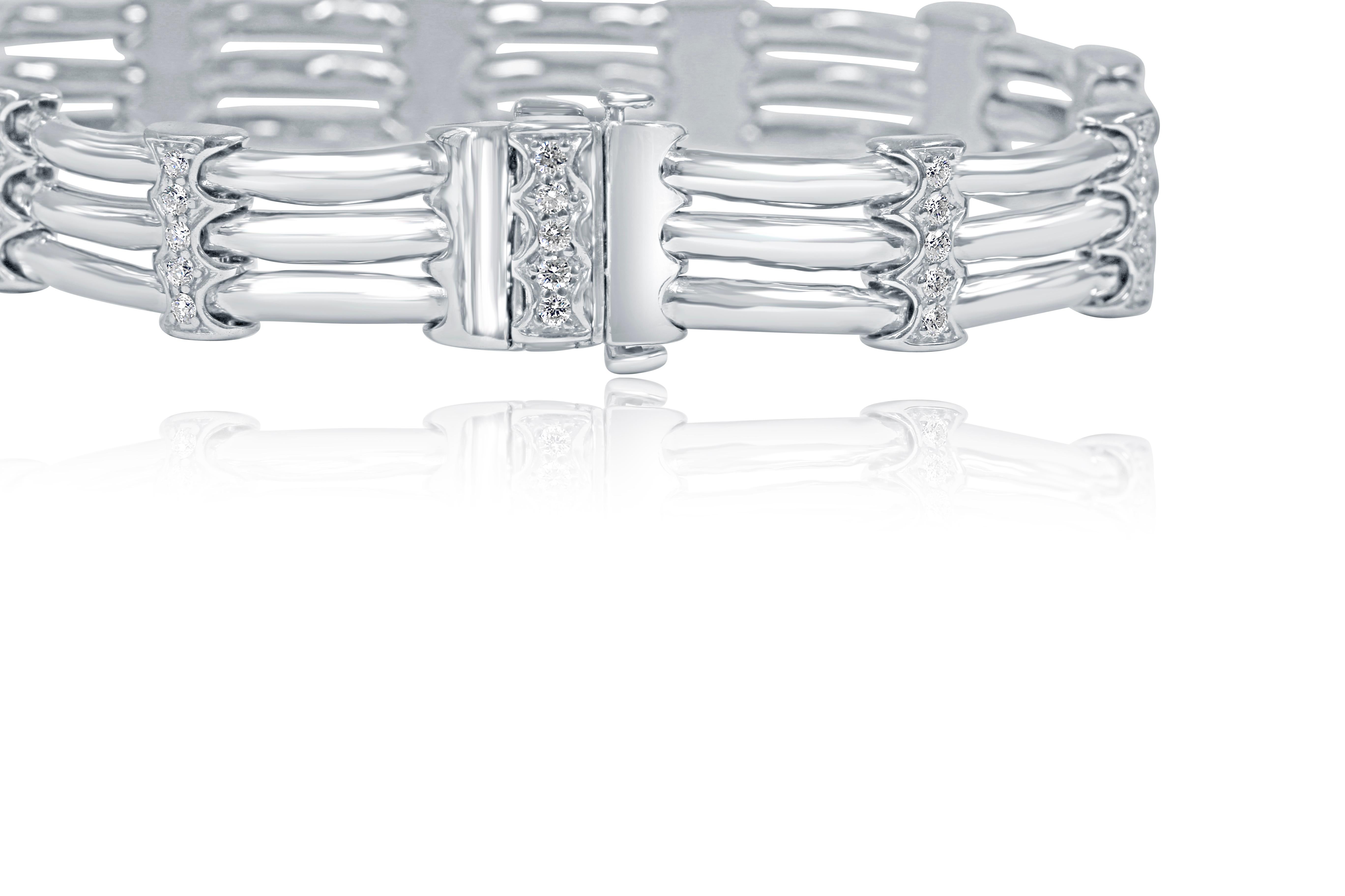 1,40 quilates de diamantes A Link Pulsera para hombre de oro blanco macizo de 14 quilates 26,3 g 8 pulgadas en venta 7