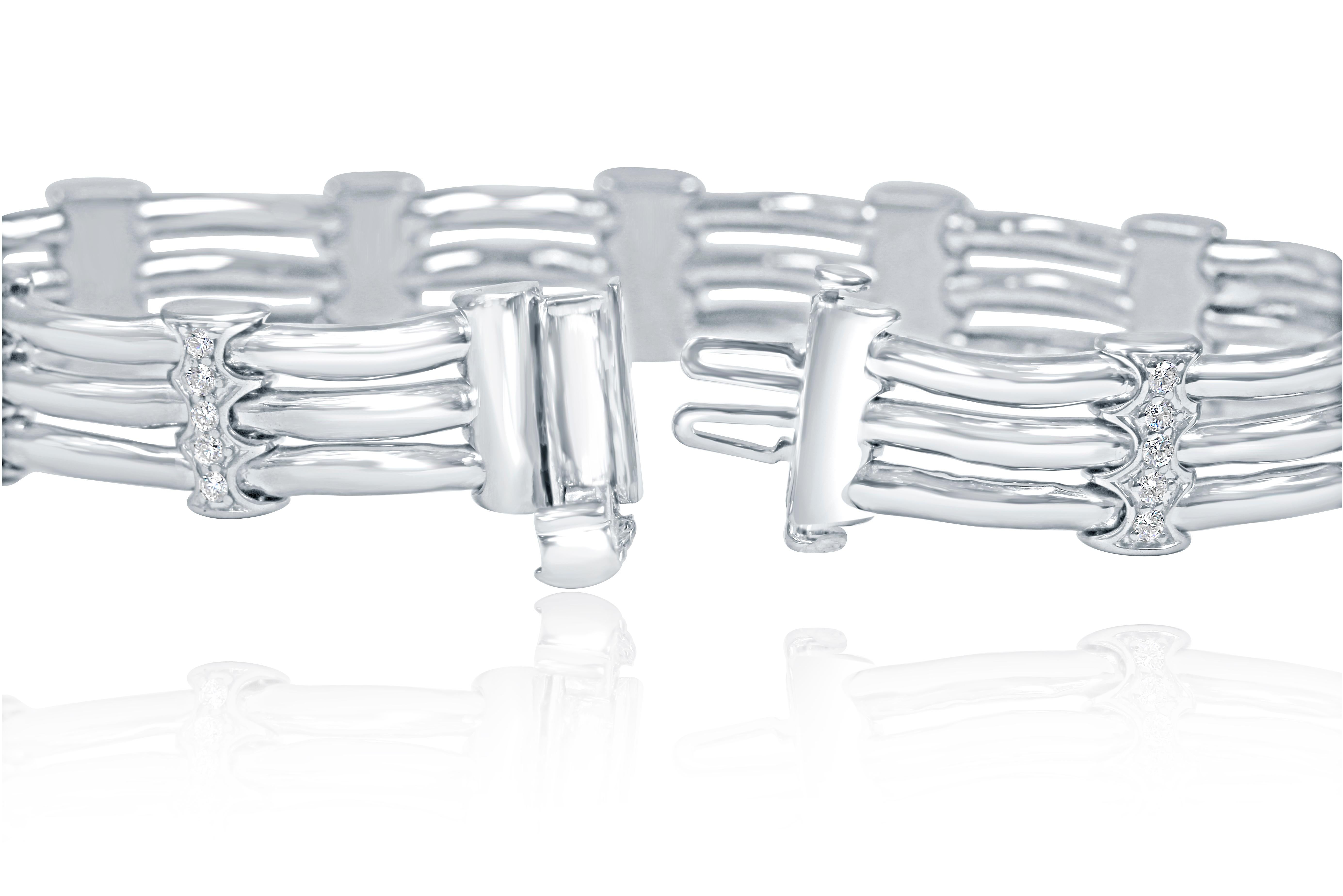 1,40 quilates de diamantes A Link Pulsera para hombre de oro blanco macizo de 14 quilates 26,3 g 8 pulgadas en venta 8