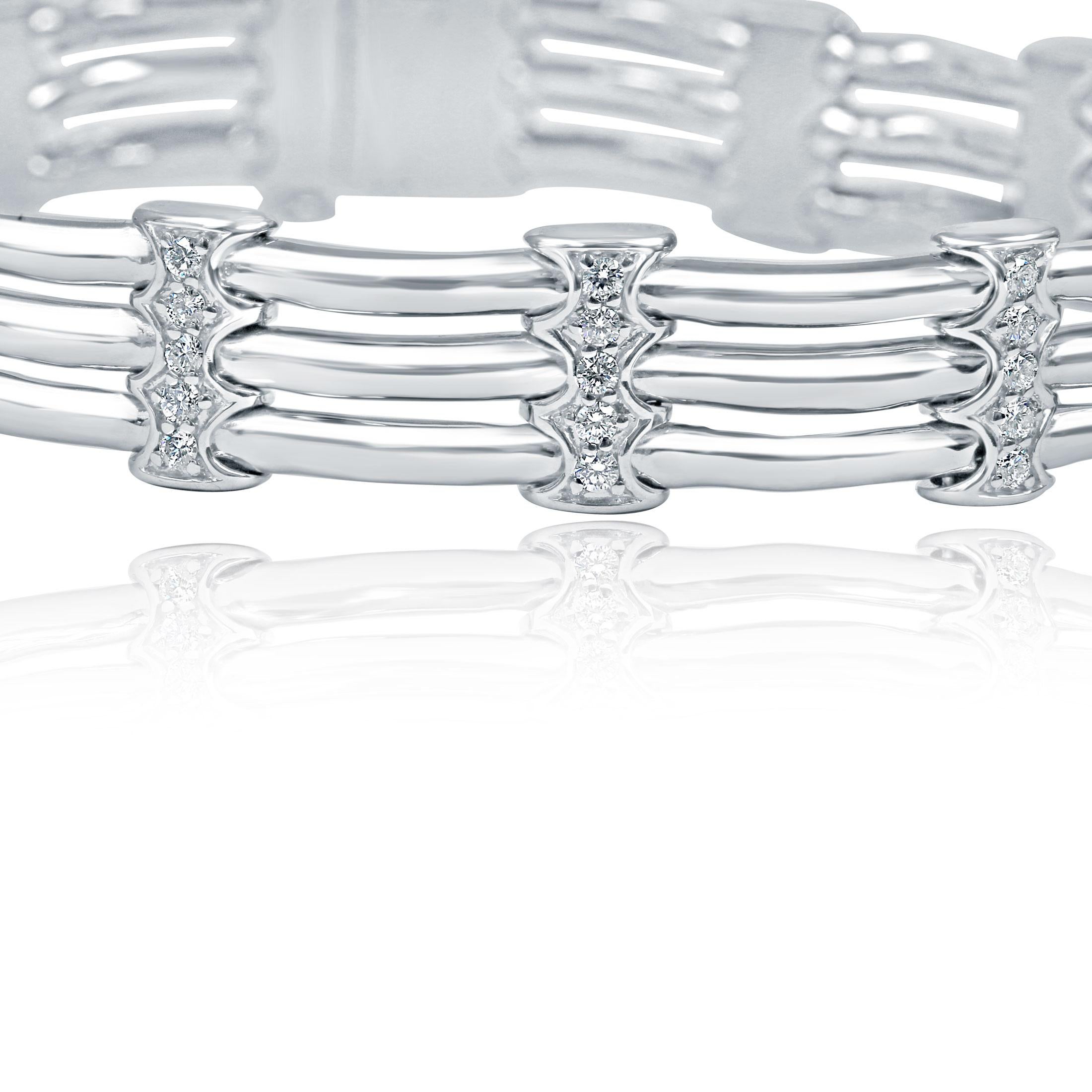 1,40 quilates de diamantes A Link Pulsera para hombre de oro blanco macizo de 14 quilates 26,3 g 8 pulgadas en venta 9