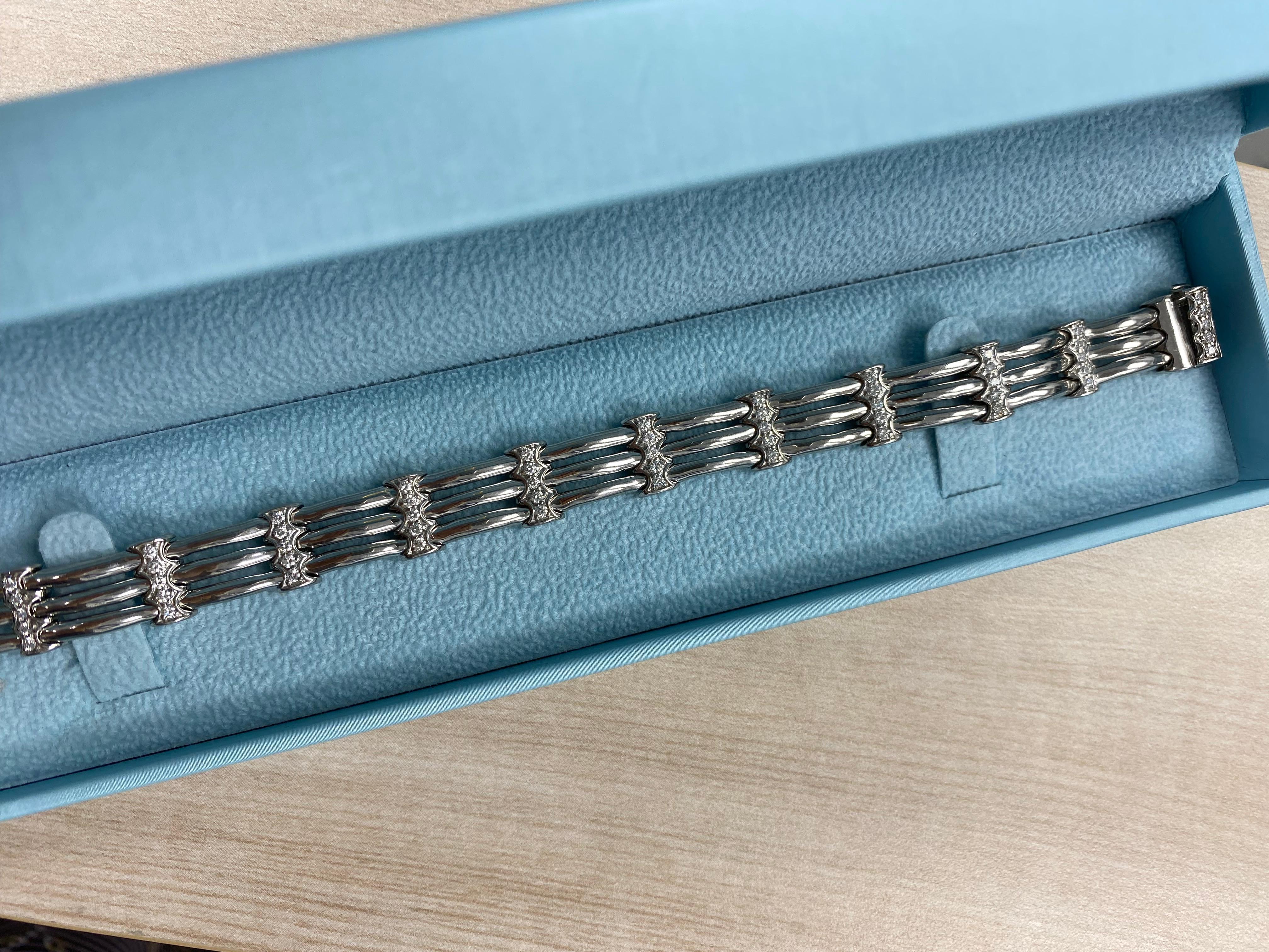 1,40 quilates de diamantes A Link Pulsera para hombre de oro blanco macizo de 14 quilates 26,3 g 8 pulgadas en Nuevo estado para la venta en New York, NY