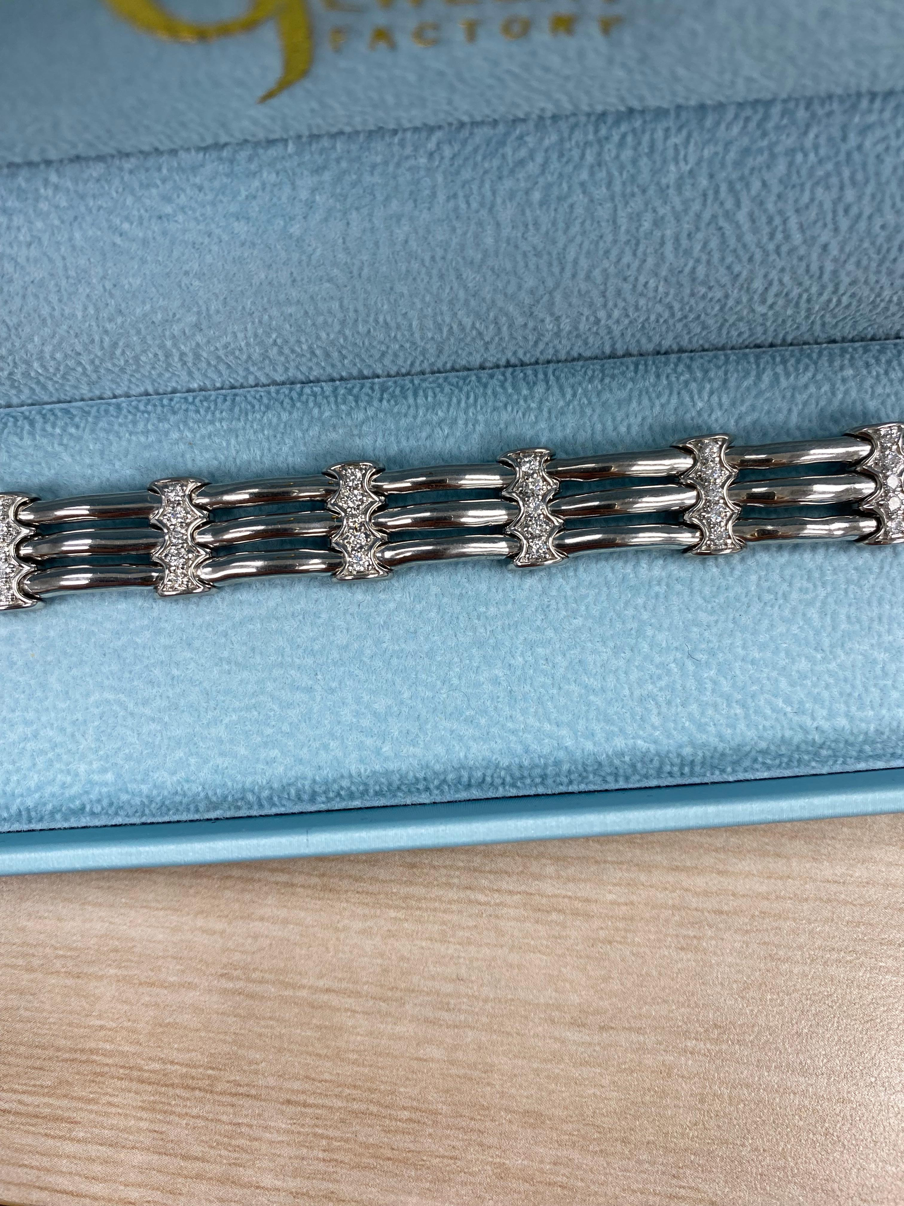 De los hombres 1,40 quilates de diamantes A Link Pulsera para hombre de oro blanco macizo de 14 quilates 26,3 g 8 pulgadas en venta