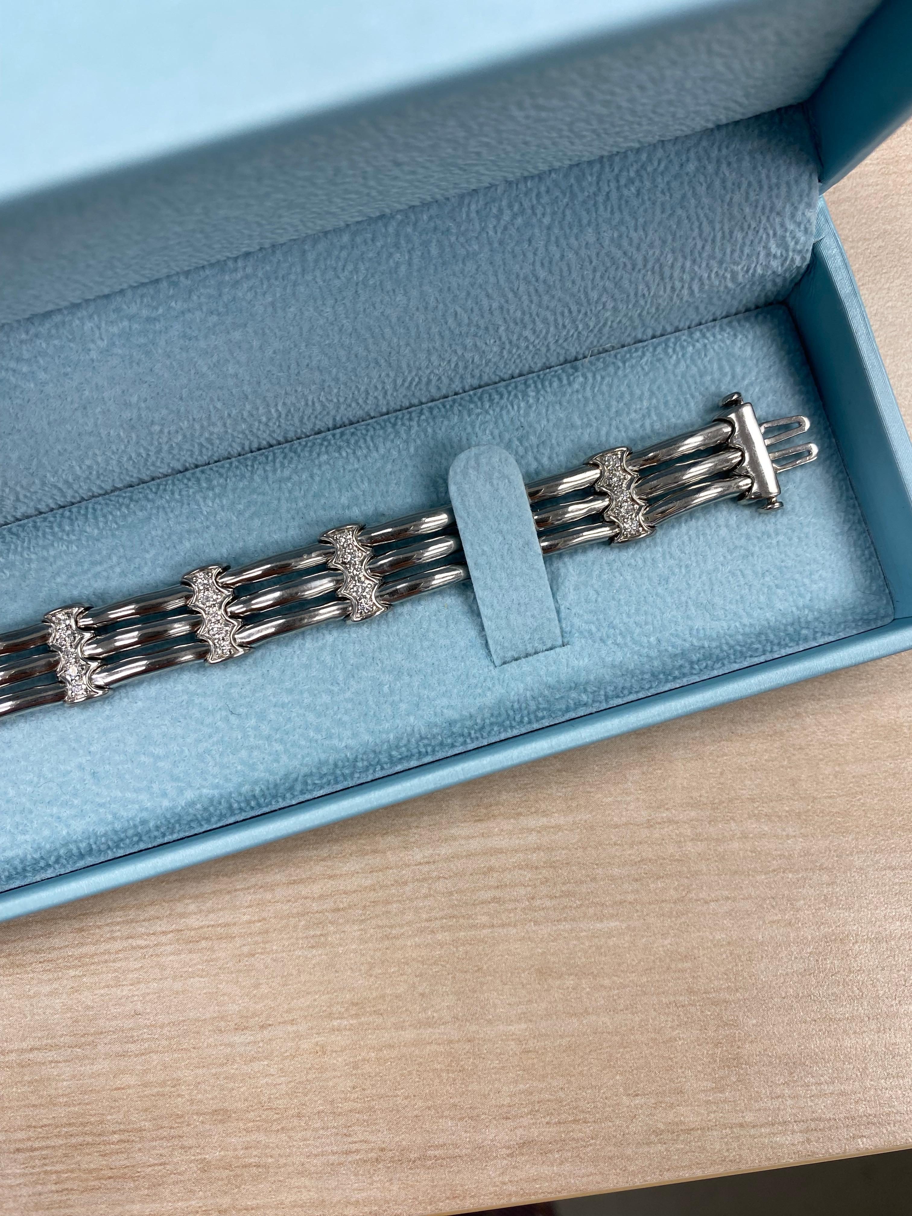 1,40 quilates de diamantes A Link Pulsera para hombre de oro blanco macizo de 14 quilates 26,3 g 8 pulgadas en venta 1