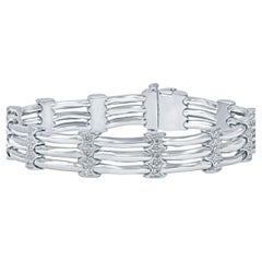 1.40 Carat Diamond Bar Link Men's Bracelet 14k Solid White Gold 26.3 g 8"