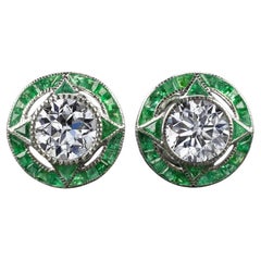 Orecchini con diamante smeraldo da 1,40 carati in stile Art Deco Target Calibre