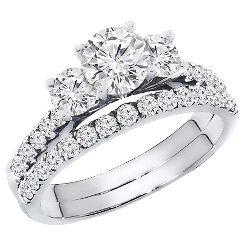 For Sale:  1.40 Carat Diamond Engagement Ring Set