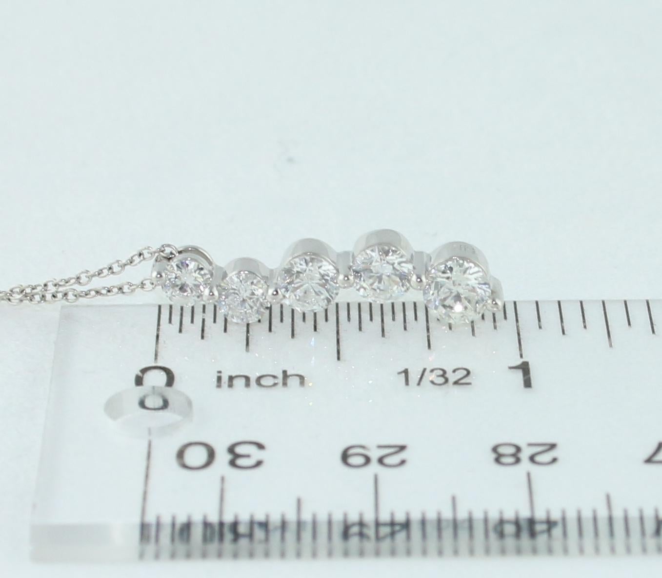 Contemporary 1.40 Carat Diamond Five-Stone Journey Gold Pendant Necklace