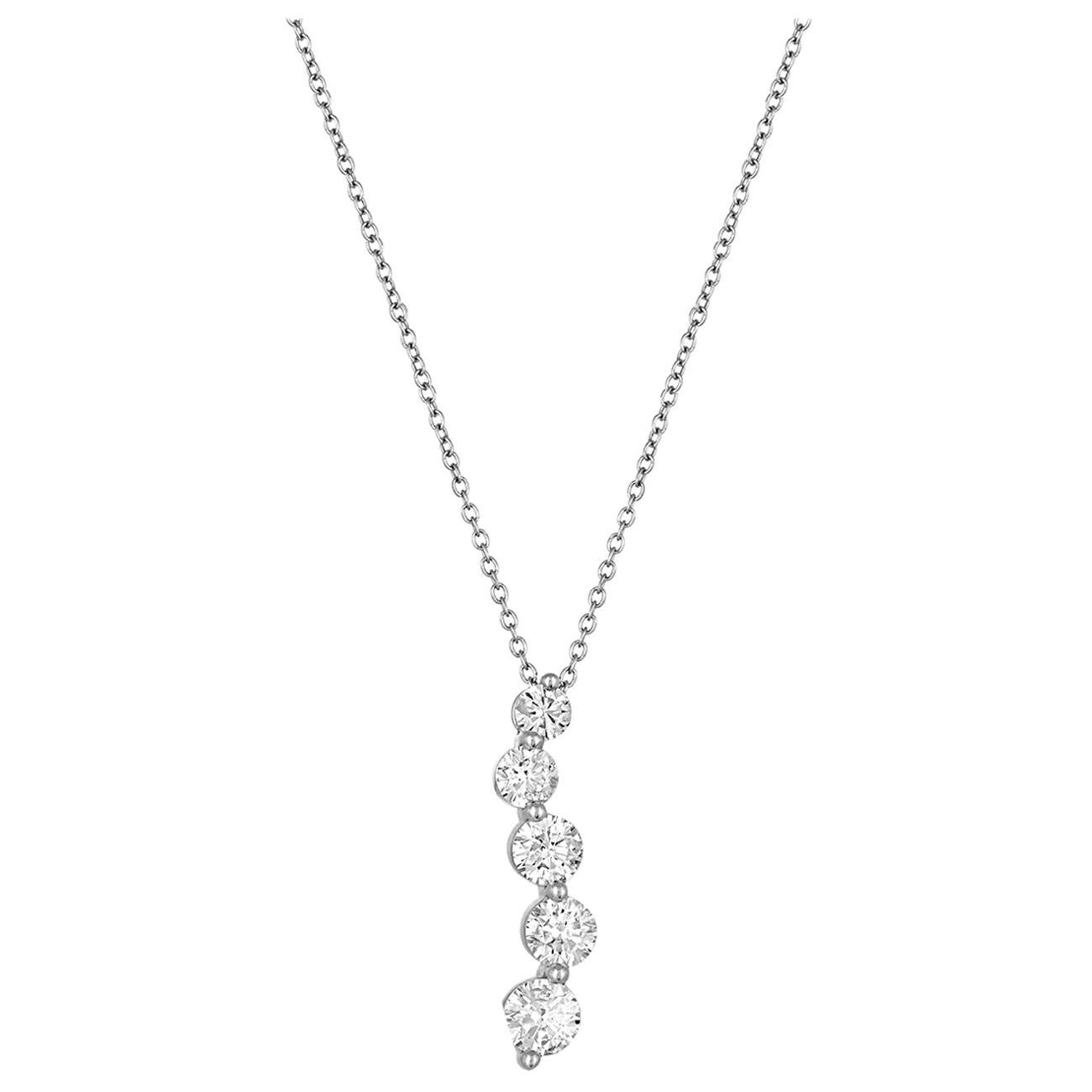 1.40 Carat Diamond Five-Stone Journey Gold Pendant Necklace