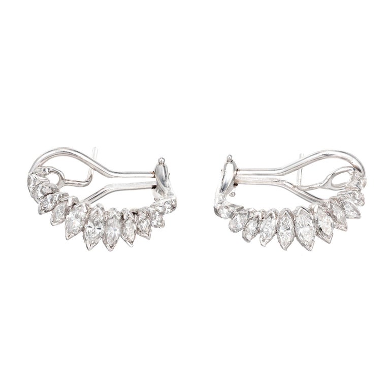 1.40 Carat Diamond Marquise Platinum Earrings at 1stDibs