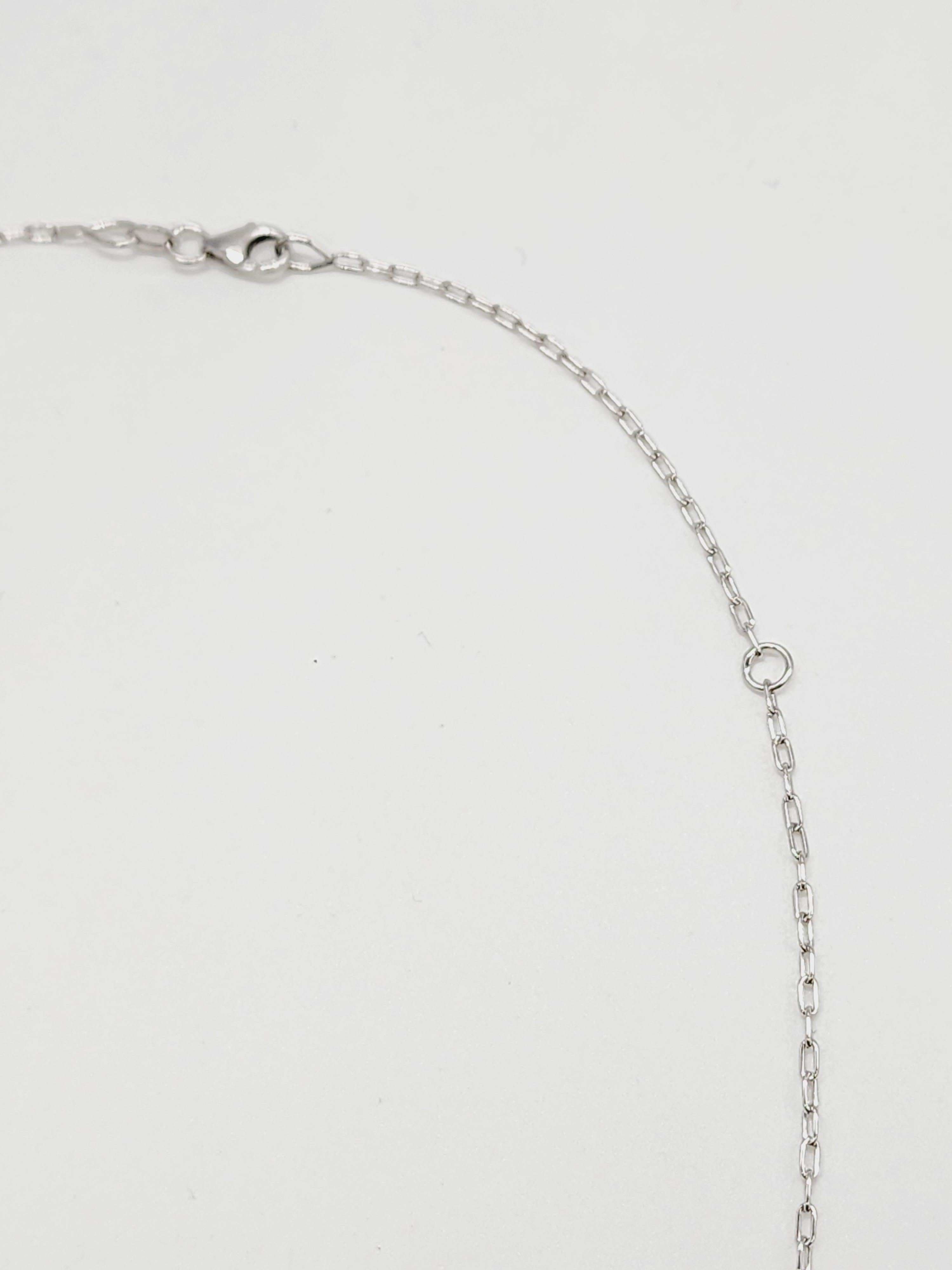 1.40 Carat Diamond Mini Illusion Necklace 14 Karat White Gold 18'' In New Condition In Great Neck, NY