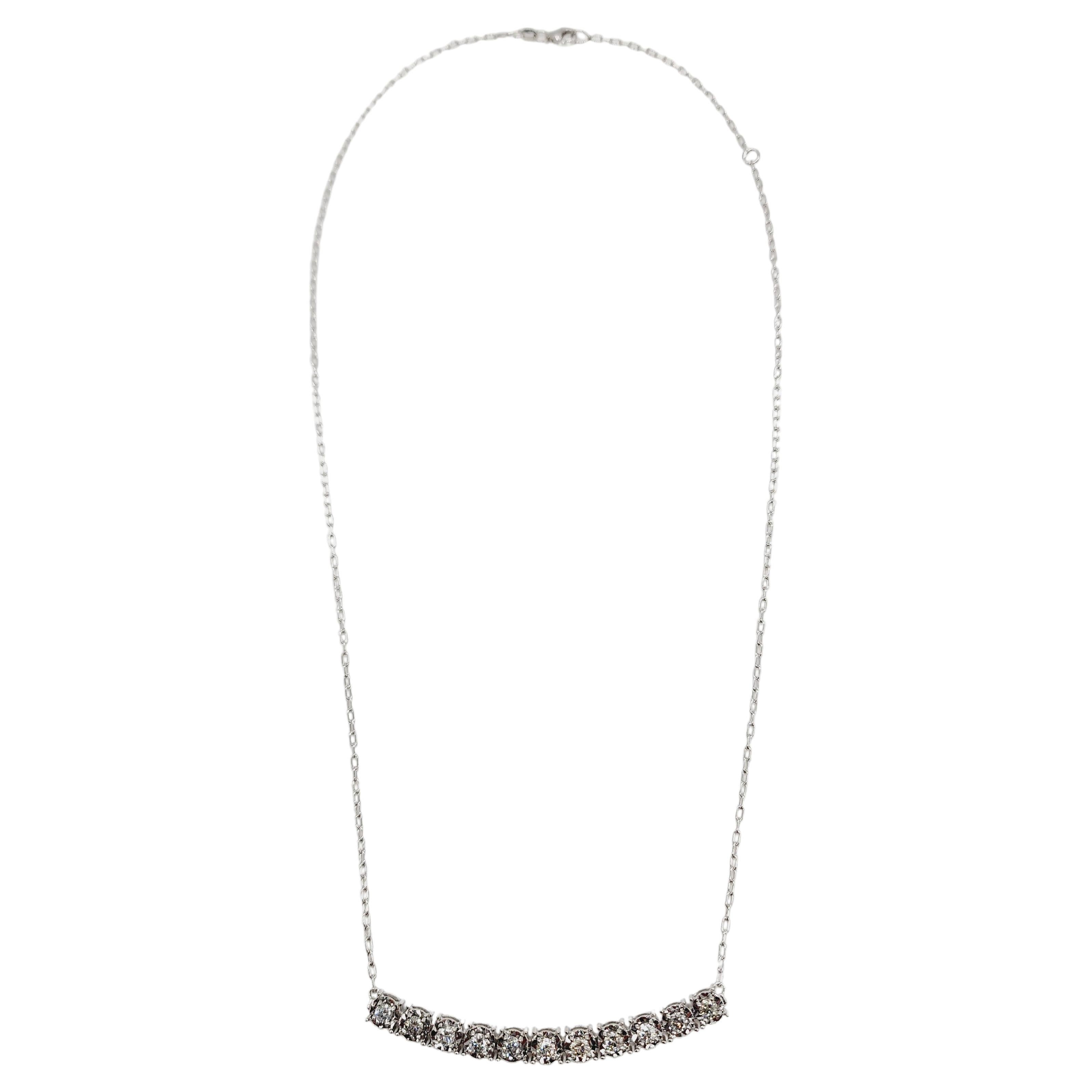 1.40 Carat Diamond Mini Illusion Necklace 14 Karat White Gold 18''
