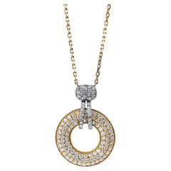 1.40 Carat Diamond Wheel Pendant Necklace in 14K Two Tone Gold, 17 Inches
