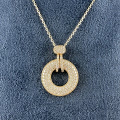 1.40 Carat Diamond Wheel Pendant Necklace in 14K Yellow Gold, 17 Inches