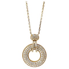 1.40 Carat Diamond Wheel Pendant Necklace in 14K Yellow Gold, 17 Inches
