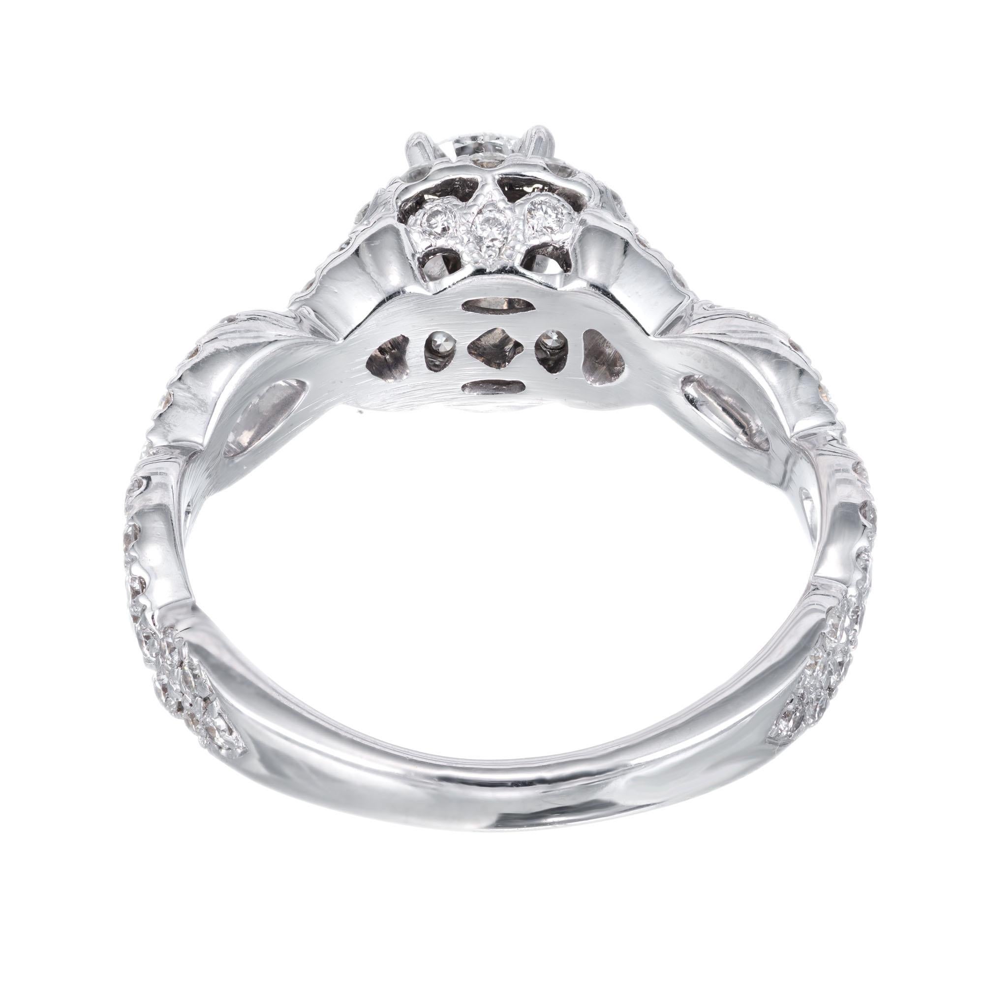 1.40 Carat Diamond White Gold Engagement Ring Wedding Band For Sale 4