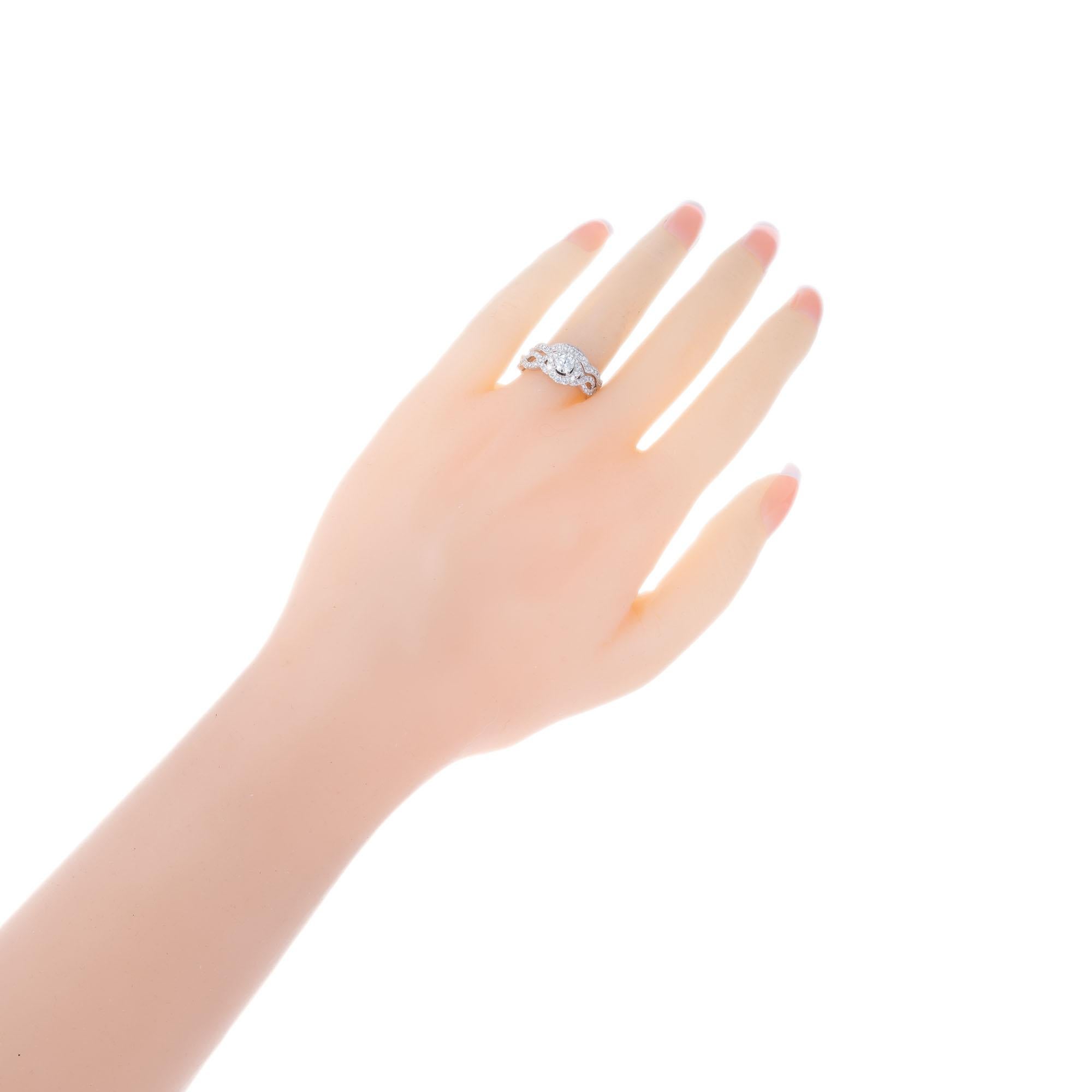 Women's 1.40 Carat Diamond White Gold Engagement Ring Wedding Band For Sale