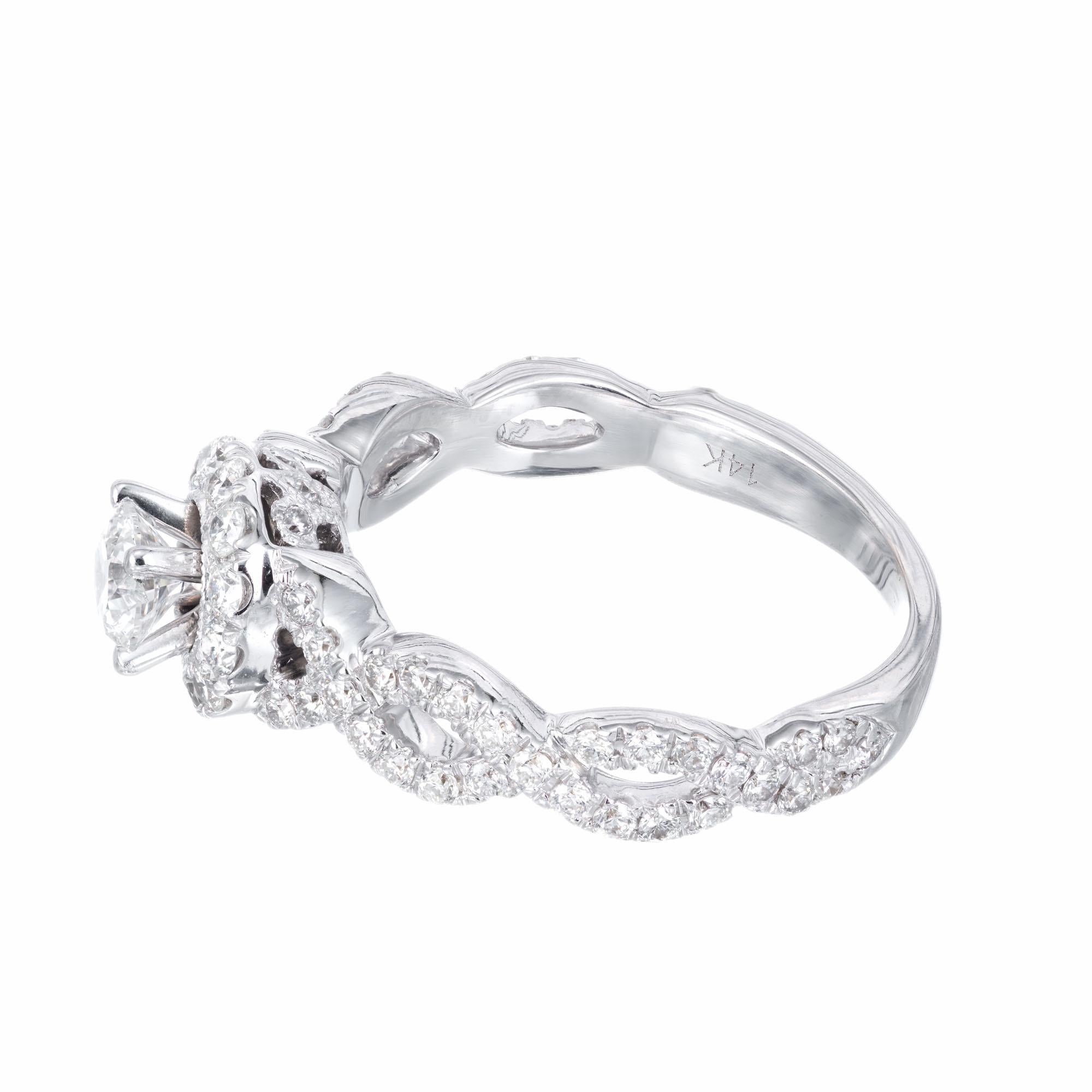 1.40 Carat Diamond White Gold Engagement Ring Wedding Band For Sale 2