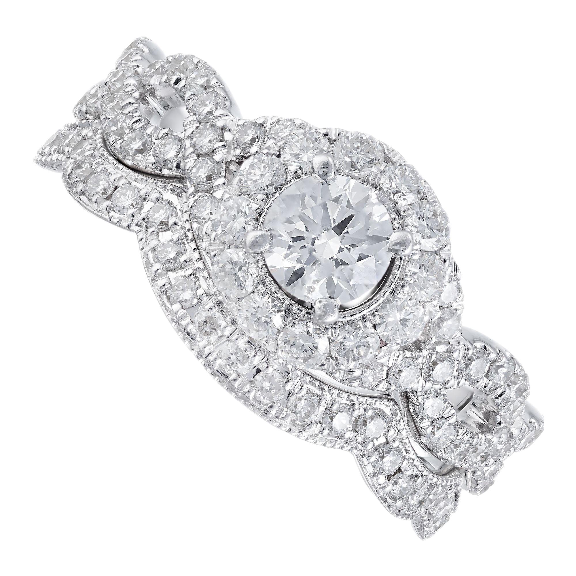 1.40 Carat Diamond White Gold Engagement Ring Wedding Band