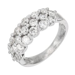 1.40 Carat Diamond White Gold Three Row Band Ring