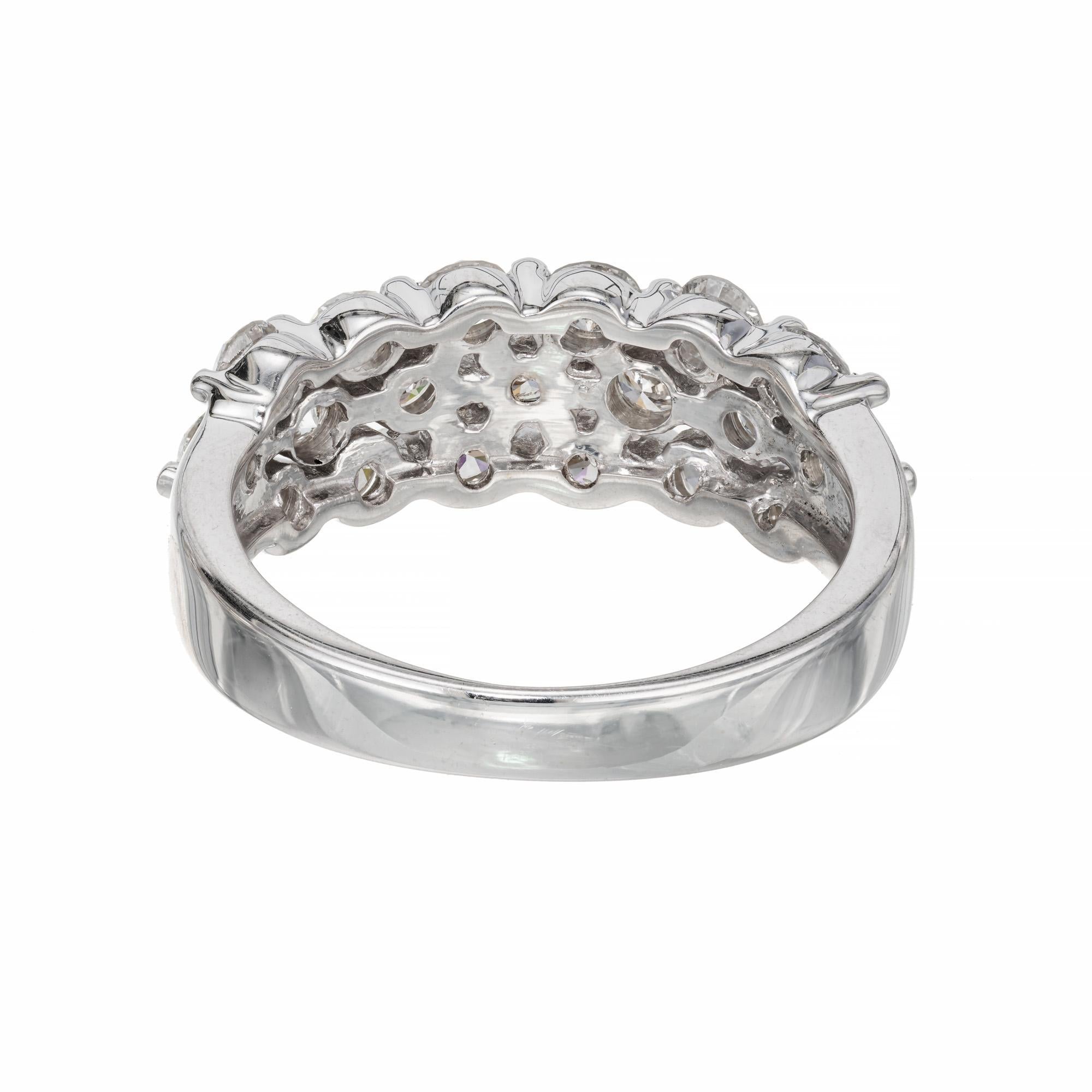 Women's 1.40 Carat Diamond White Gold Three Row Band Ring For Sale