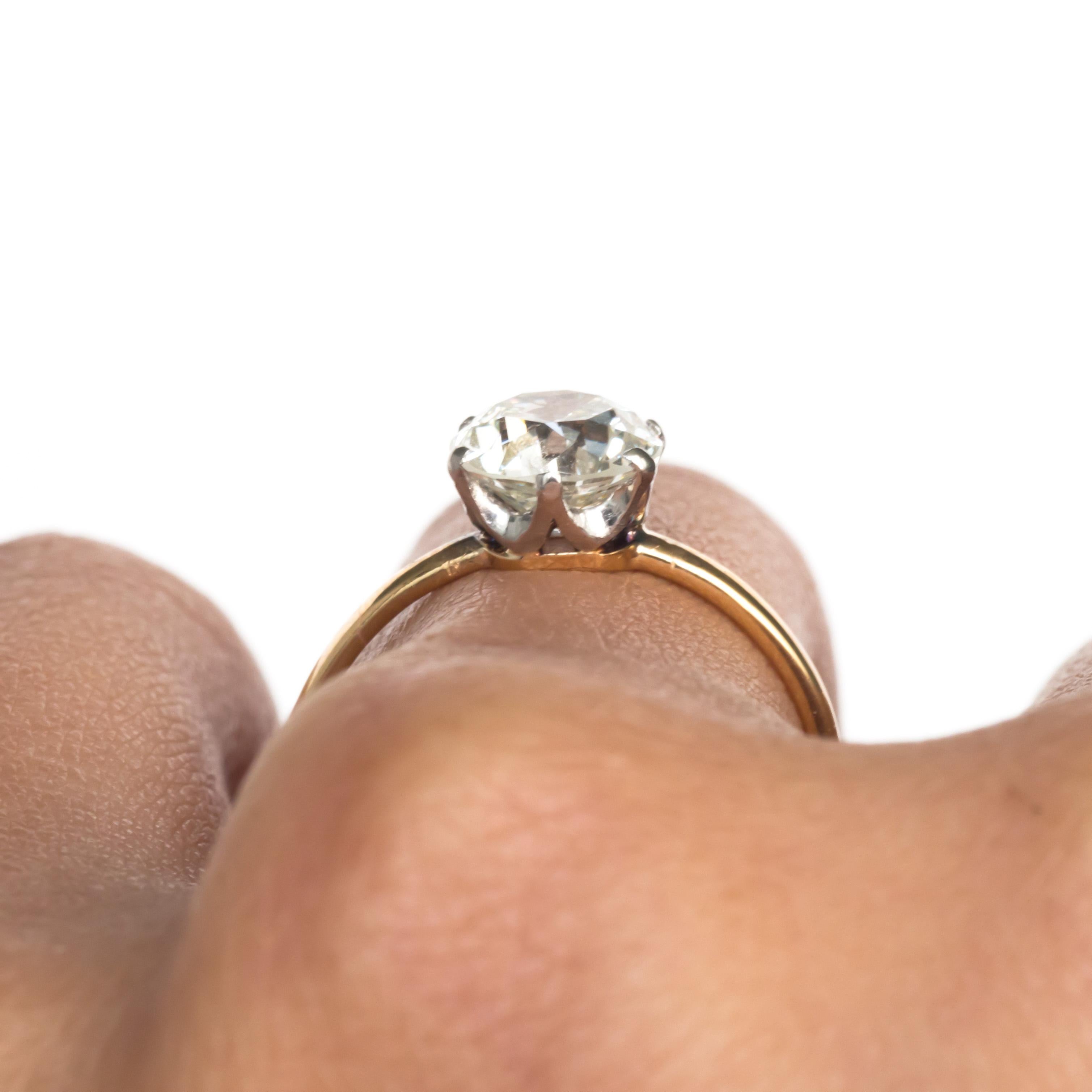 1.40 Carat Diamond Yellow Gold and Platinum Engagement Ring 4