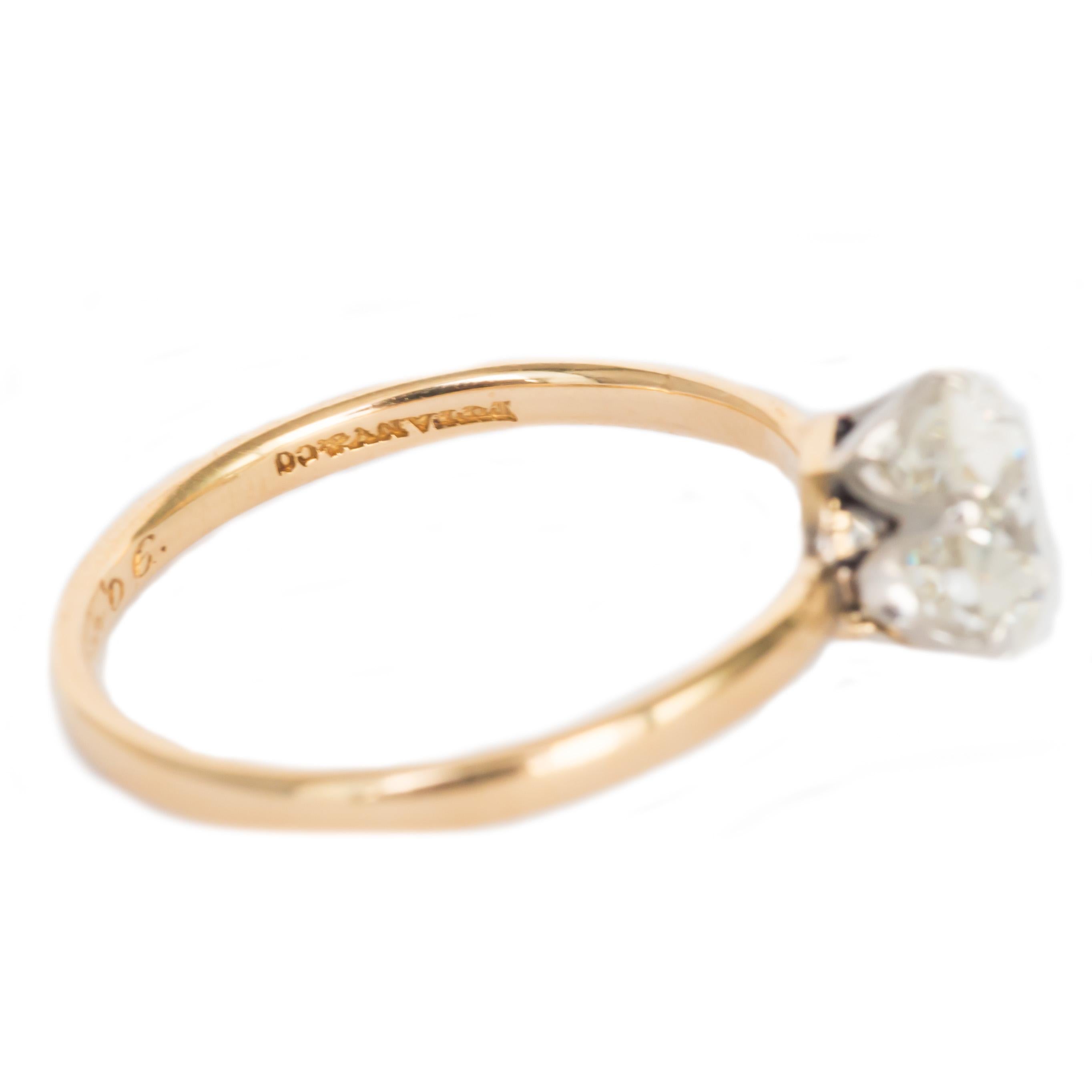 Edwardian 1.40 Carat Diamond Yellow Gold and Platinum Engagement Ring