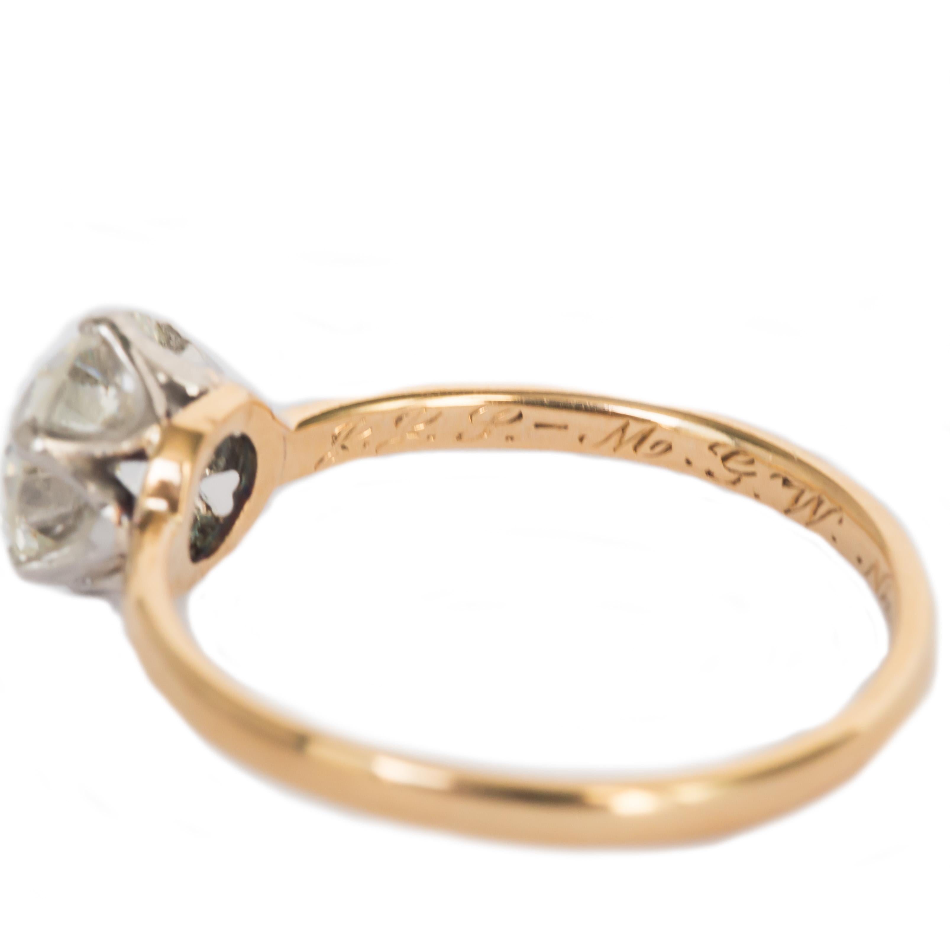1.40 Carat Diamond Yellow Gold and Platinum Engagement Ring In Good Condition In Atlanta, GA
