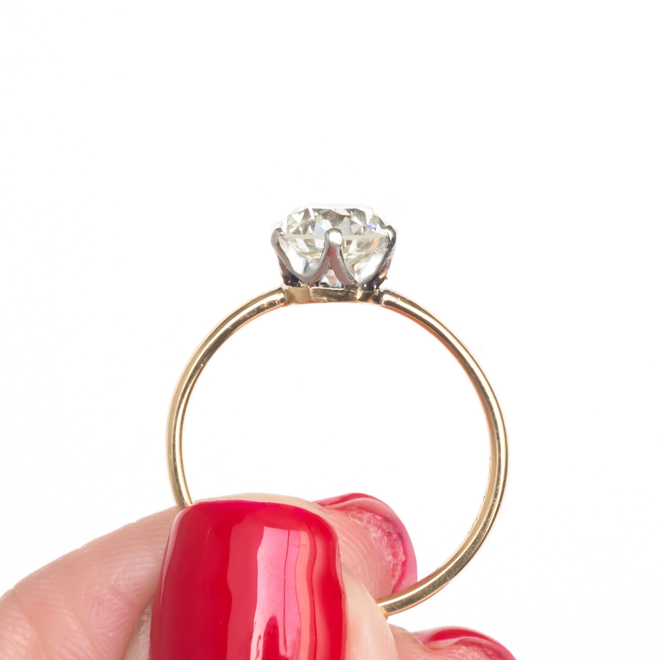 1.40 Carat Diamond Yellow Gold and Platinum Engagement Ring 1