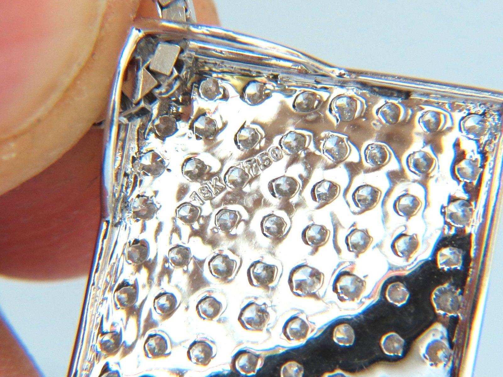 1,40 Karat Diamanten Perlenbesetzter quadratischer Zen-Anhänger 3D Curve 14 Karat Kette im Angebot 1