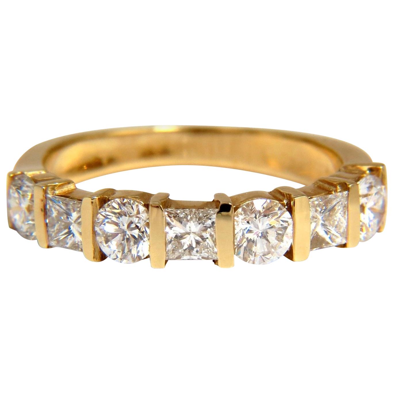 1.40 Carat Diamonds Princess Rounds Channel Band 14 Karat G.VS For Sale
