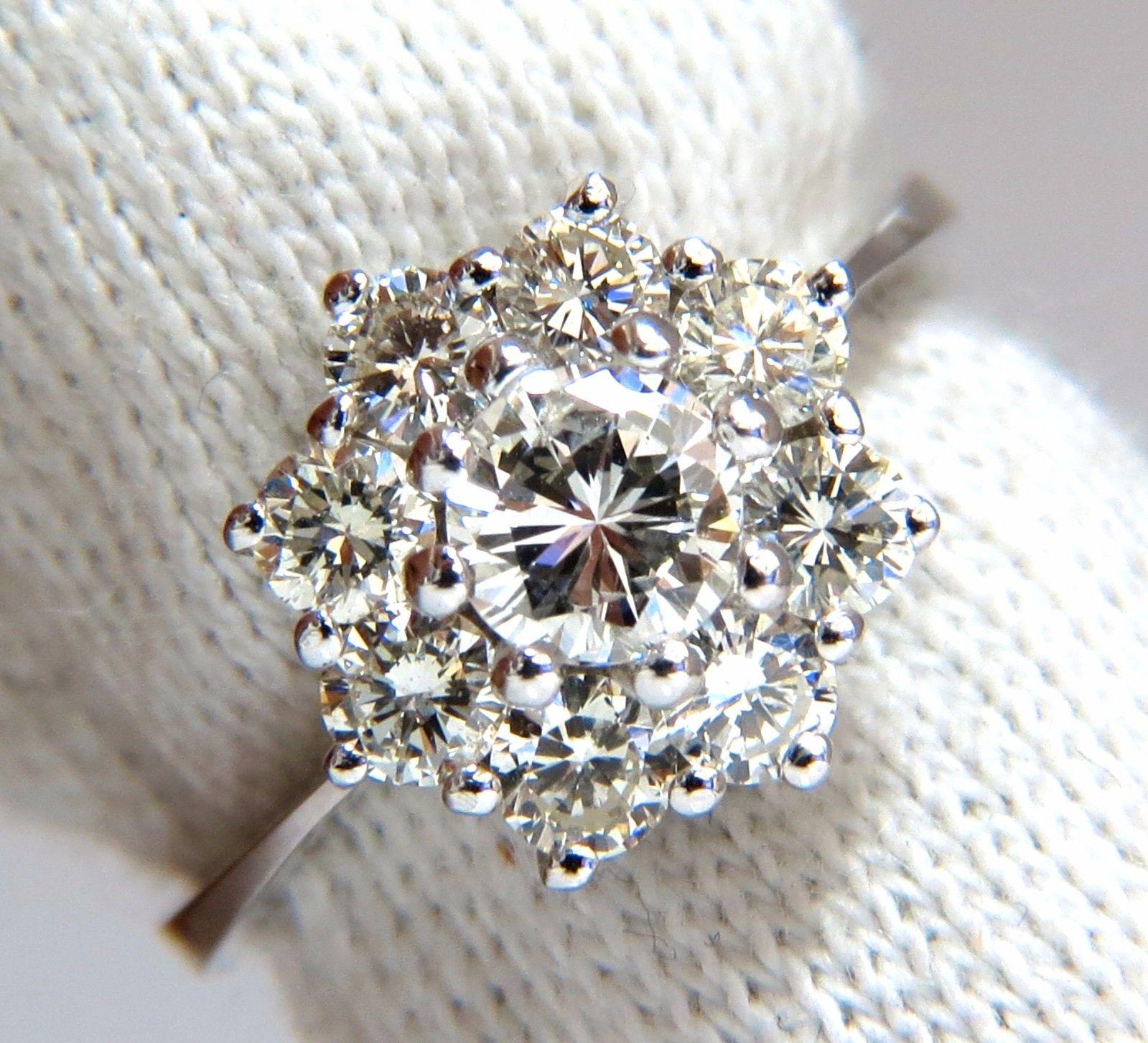 1.40 Carat Diamonds Raised Cluster Ring 14 Karat For Sale 1