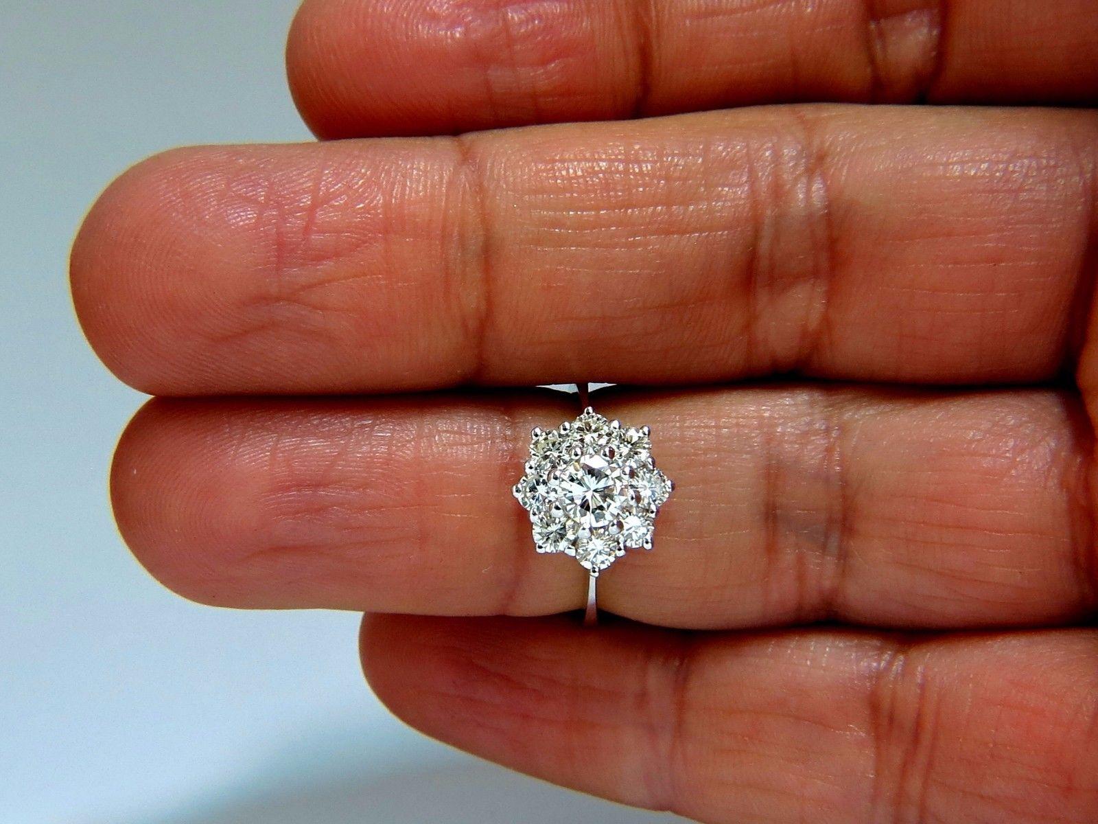 1.40 Carat Diamonds Raised Cluster Ring 14 Karat For Sale 2