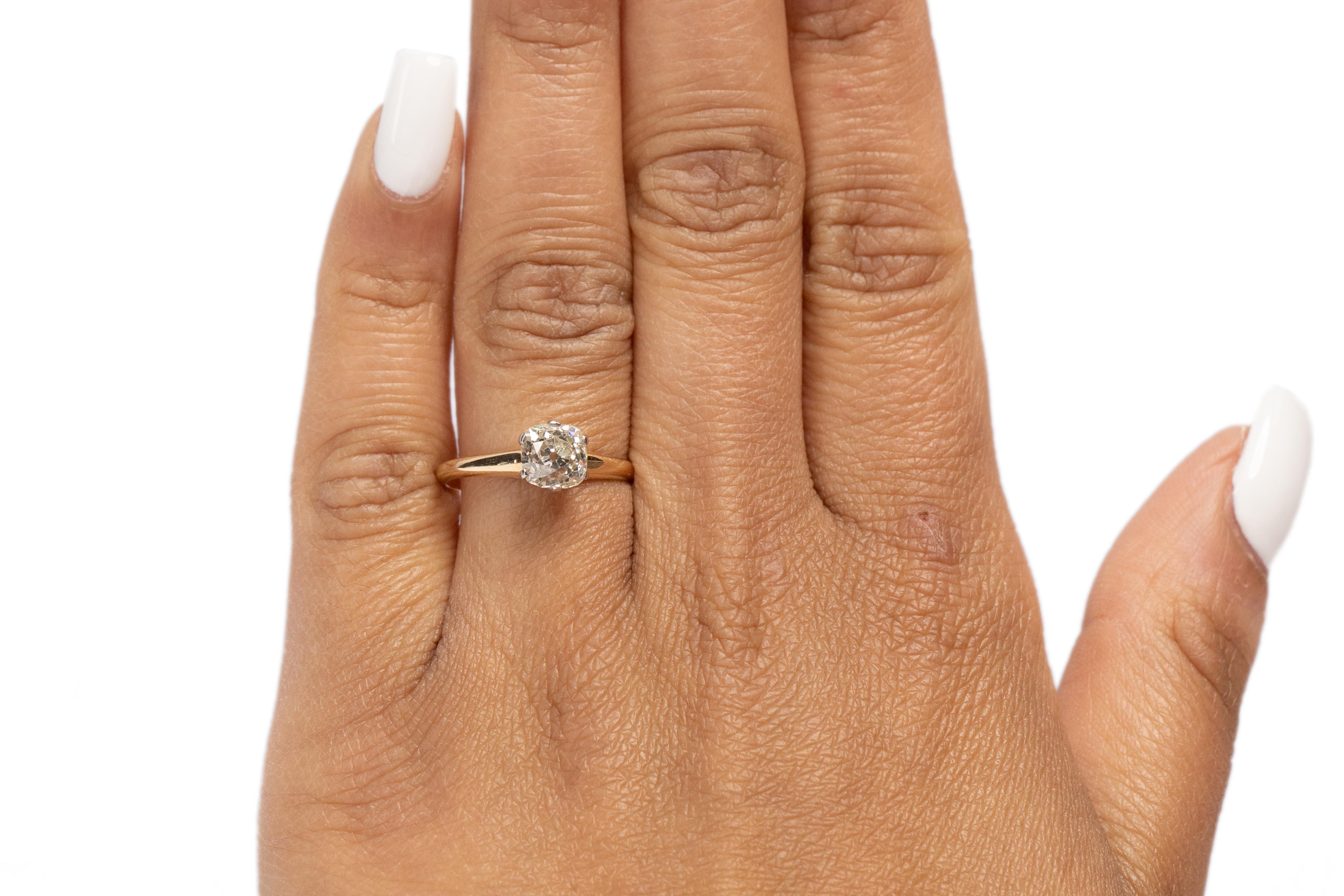 Bague de fiançailles en or jaune 14 carats avec diamant édouardien de 1,40 carat Pour femmes en vente