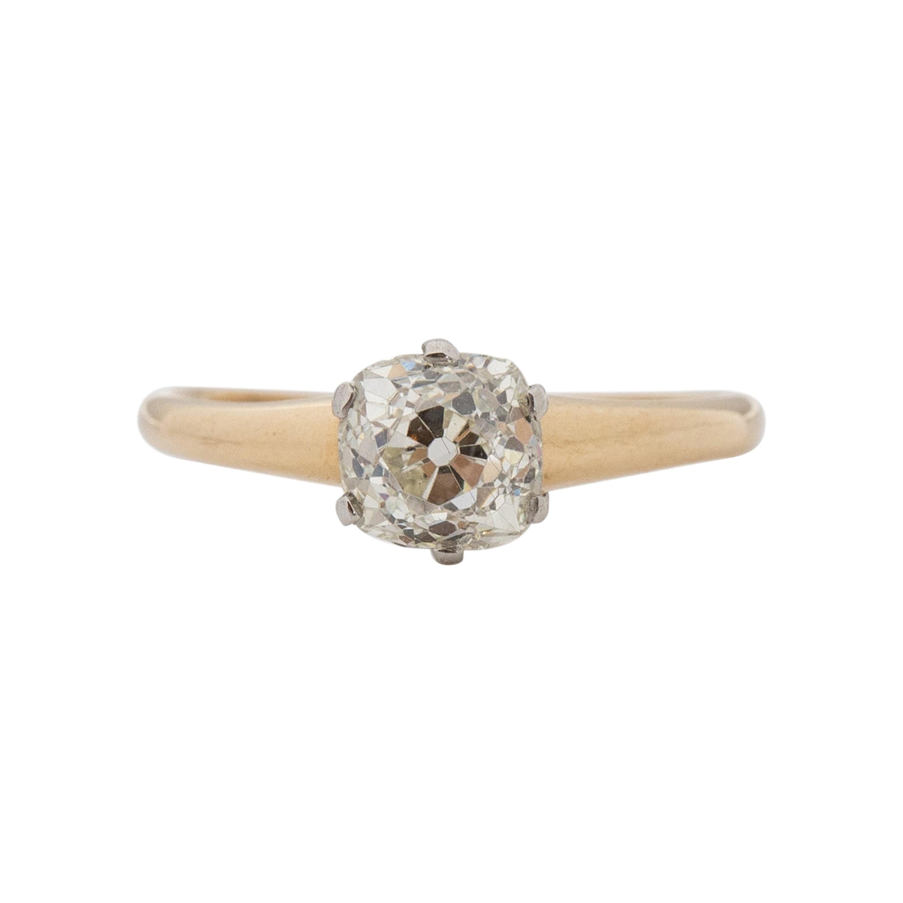 1.40 Carat Edwardian Diamond 14 Karat Yellow Gold Engagement Ring For Sale