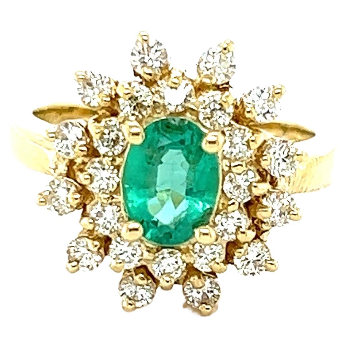 Bague de fiançailles en or jaune 14 carats avec diamant émeraude de 1,40 carat en vente