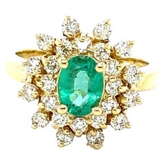 Bague de fiançailles en or jaune 14 carats avec diamant émeraude de 1,40 carat